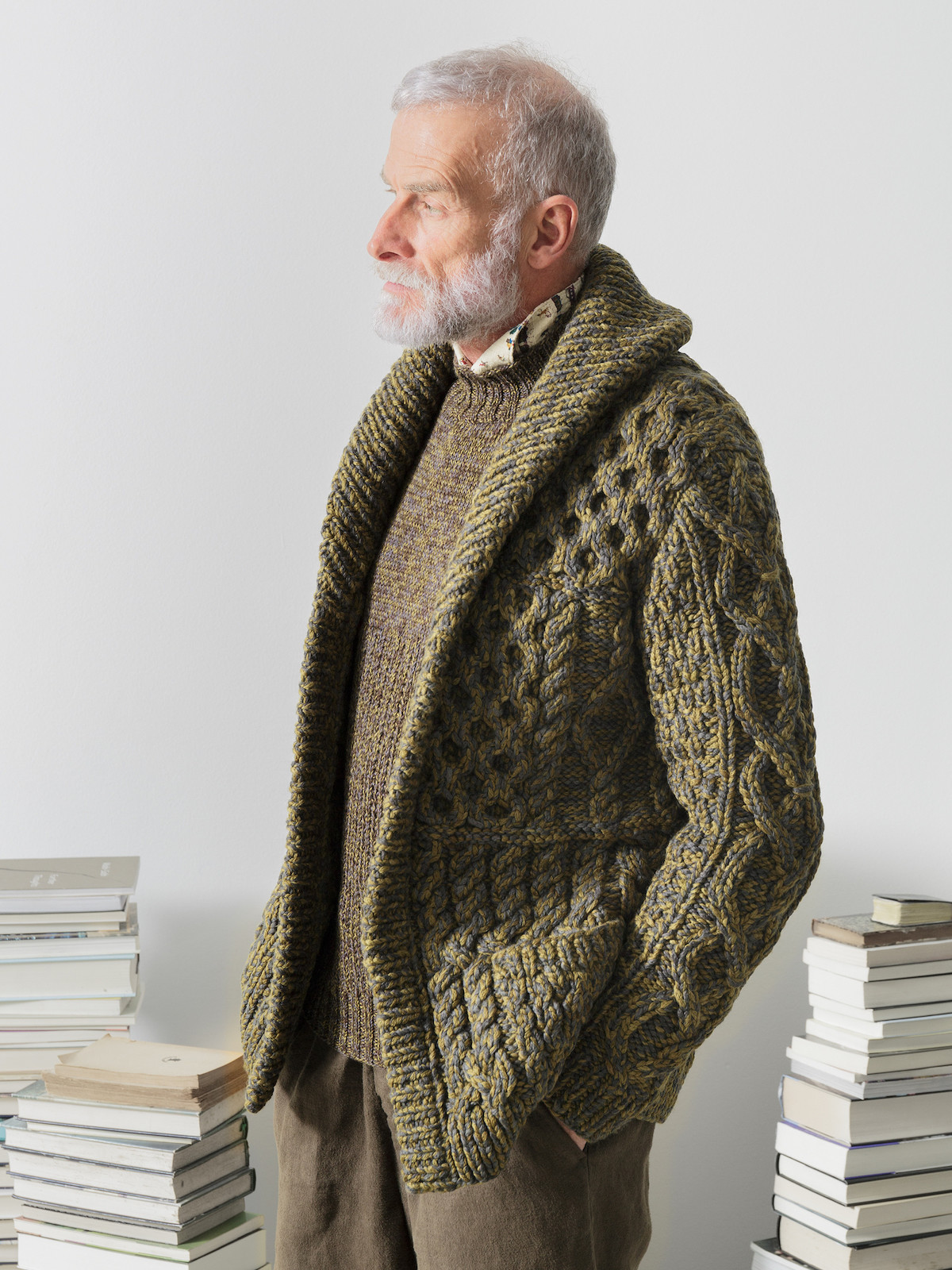 Shawl collar patchwork cardigan Image