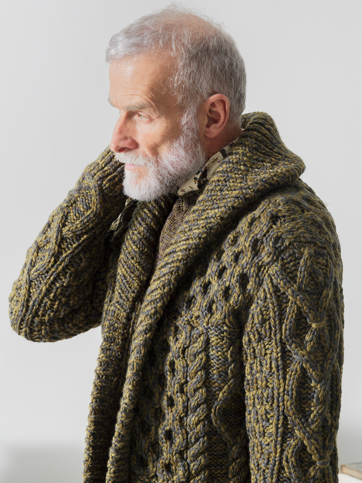 Shawl collar patchwork cardigan Image