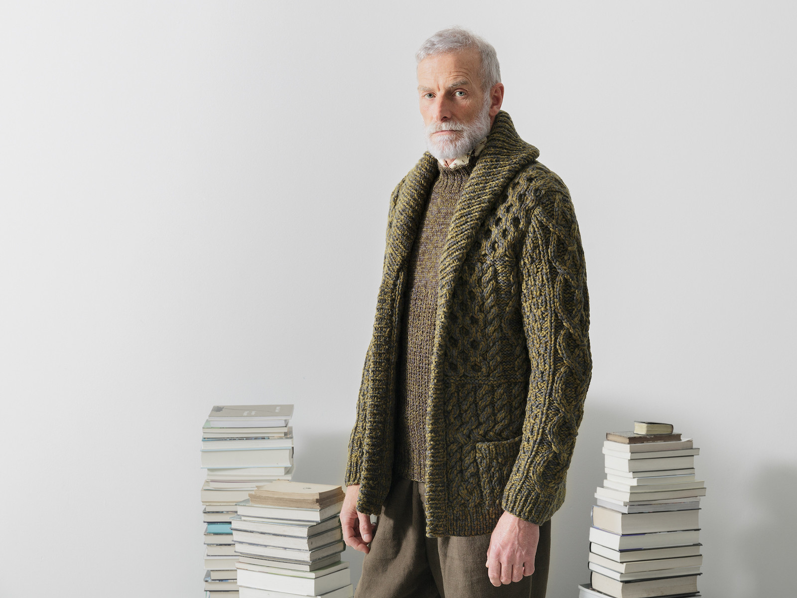 Shawl collar patchwork cardigan Image