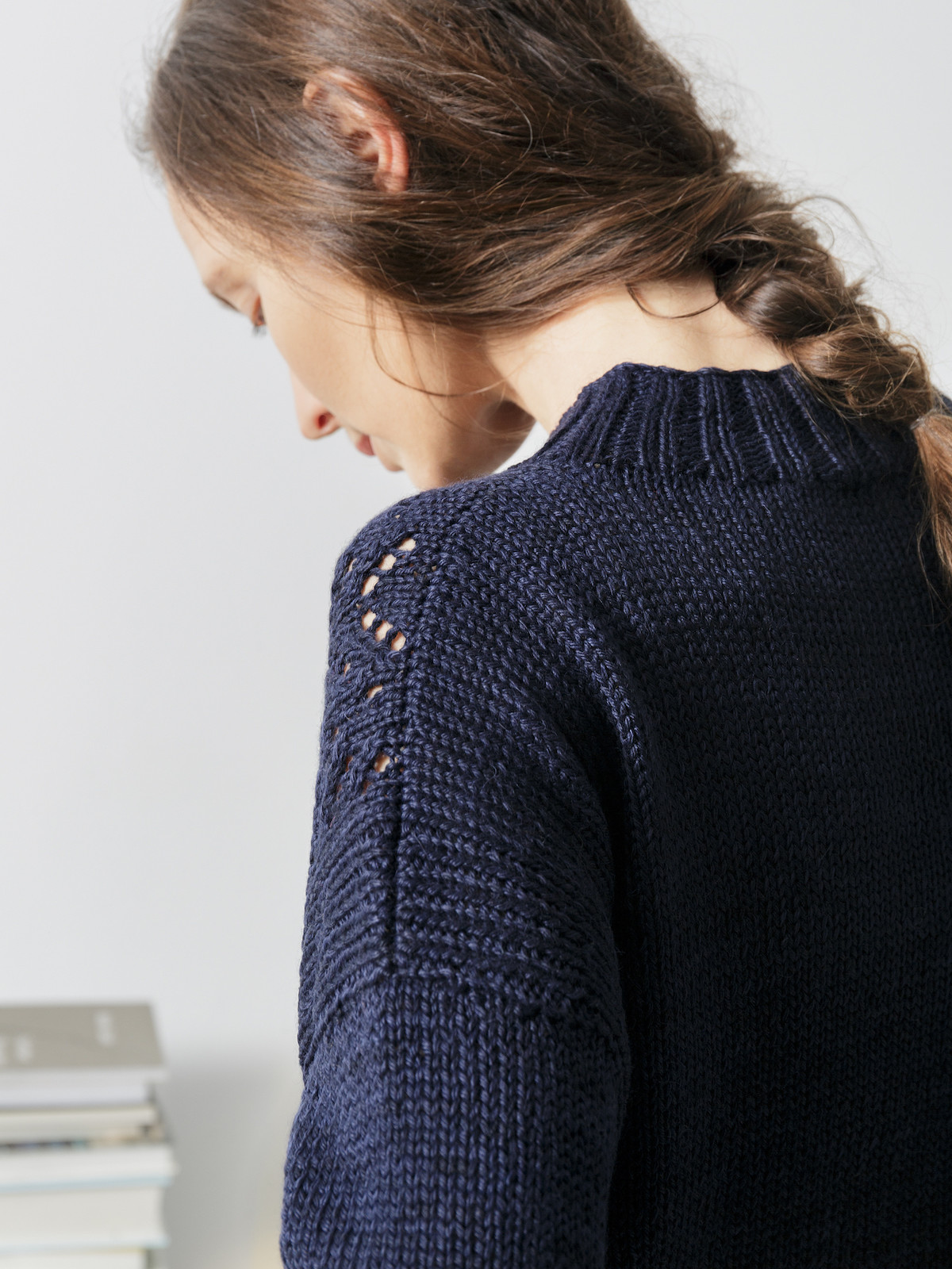 Cropped lacy knit sweater Image