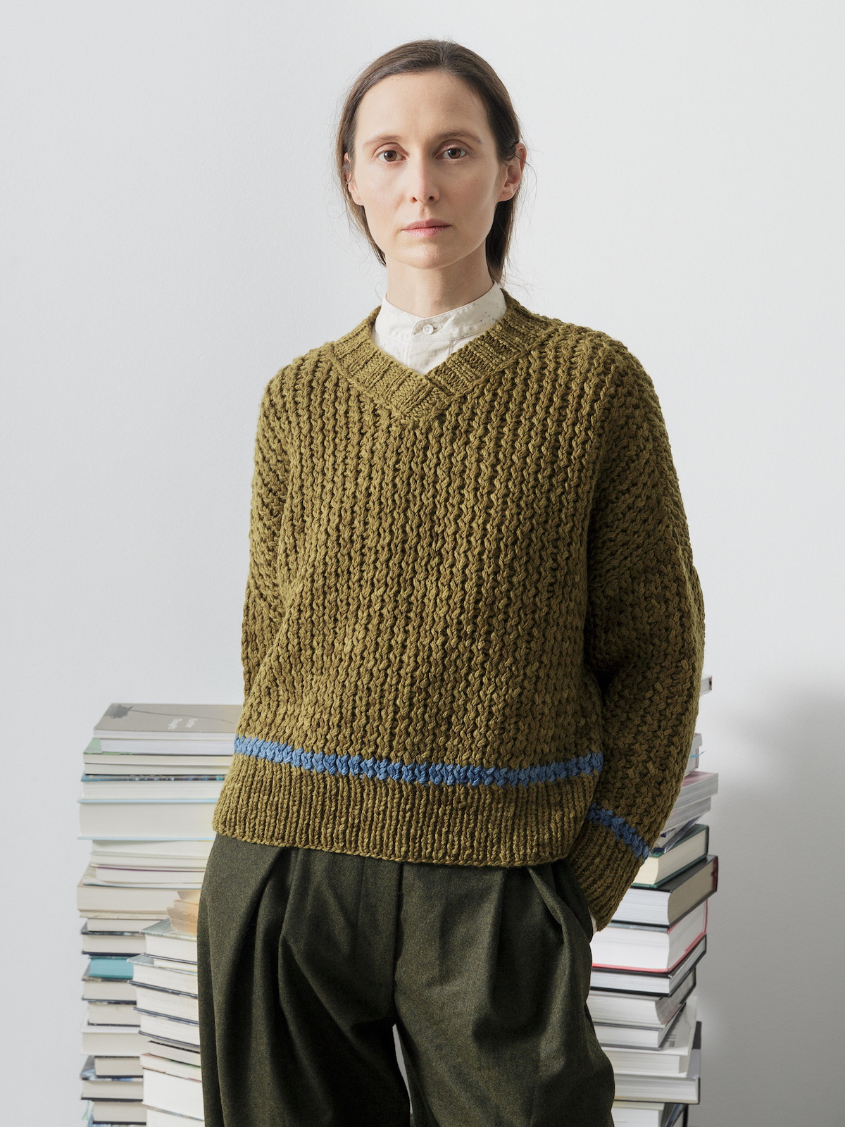 Open-knit v-neck sweater Image