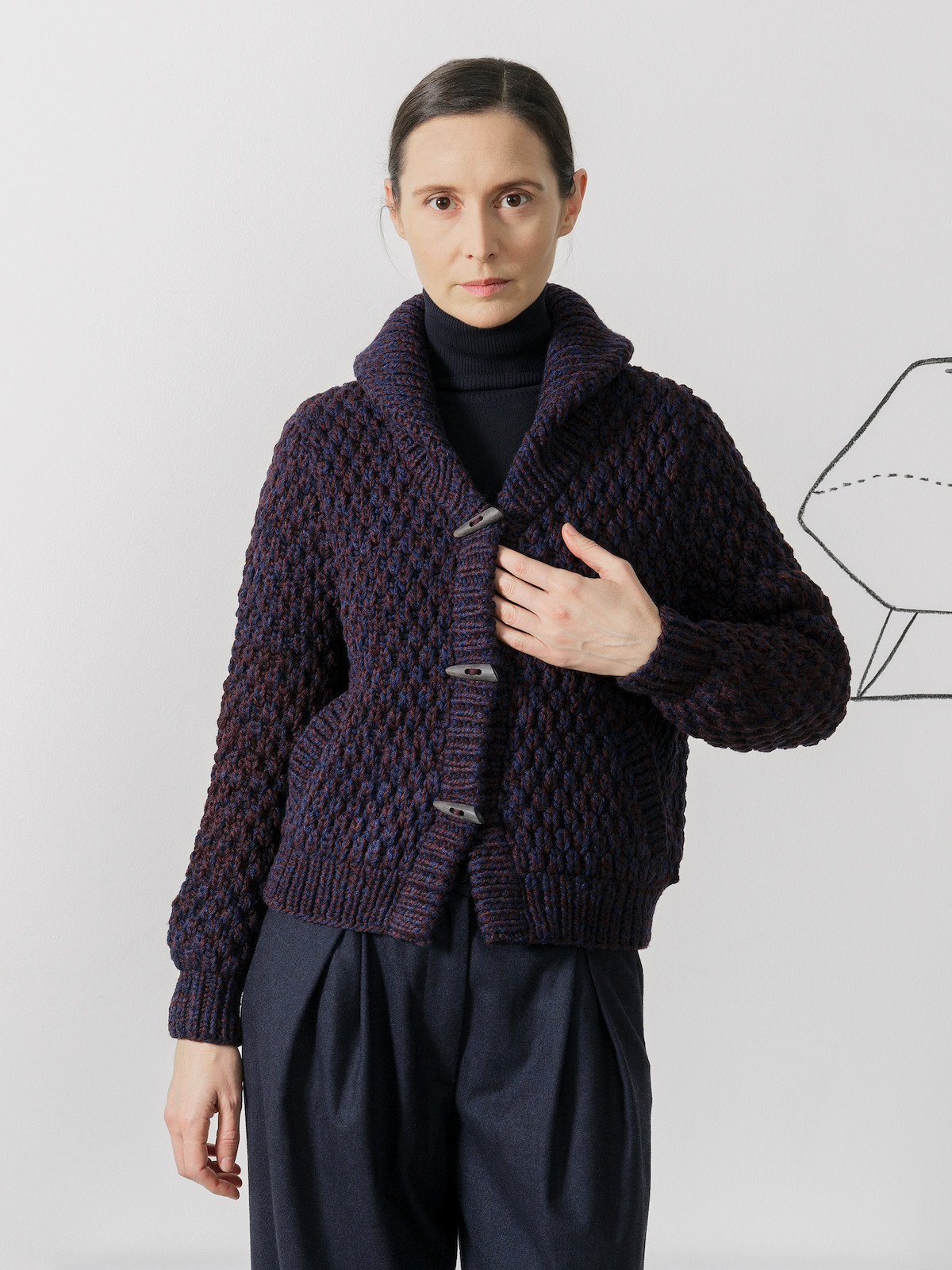 Shawl collar bomber cardigan Image Shawl collar bomber cardigan Image