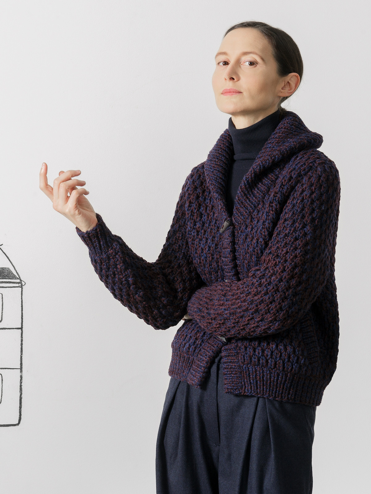 Shawl collar bomber cardigan Image Shawl collar bomber cardigan Image