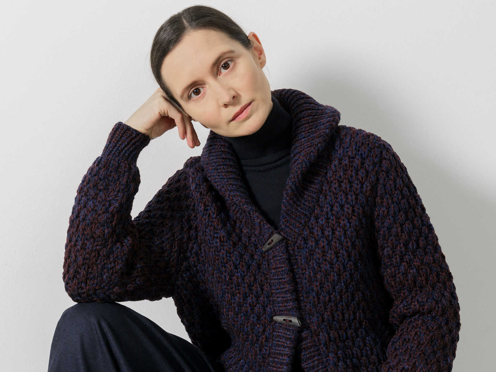 Shawl collar bomber cardigan Image Shawl collar bomber cardigan Image
