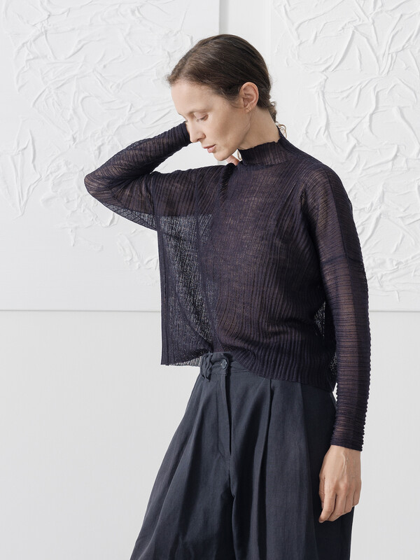 Sheer pleated sweater | KNITBRARY