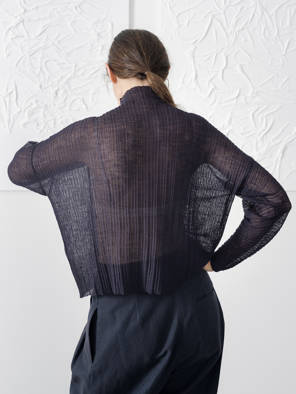 Sheer pleated sweater | KNITBRARY