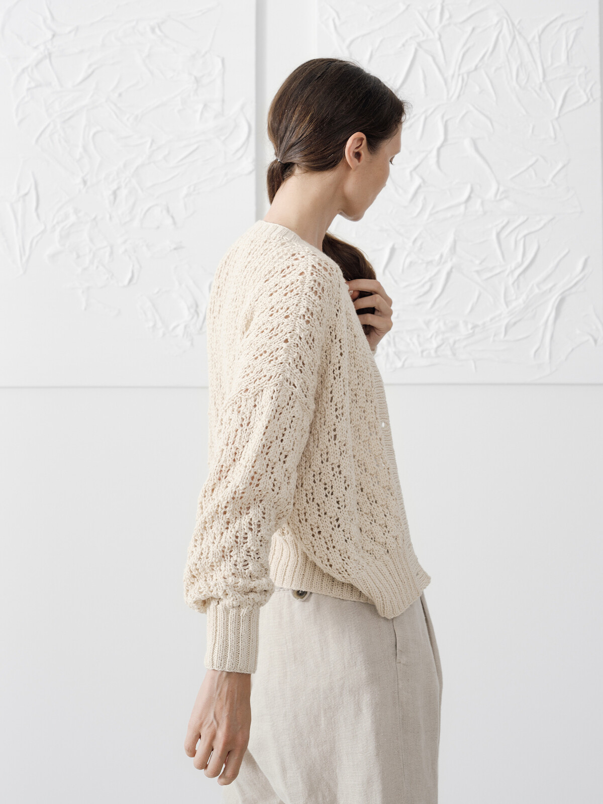 Open knit cardigan Image Open knit cardigan Image