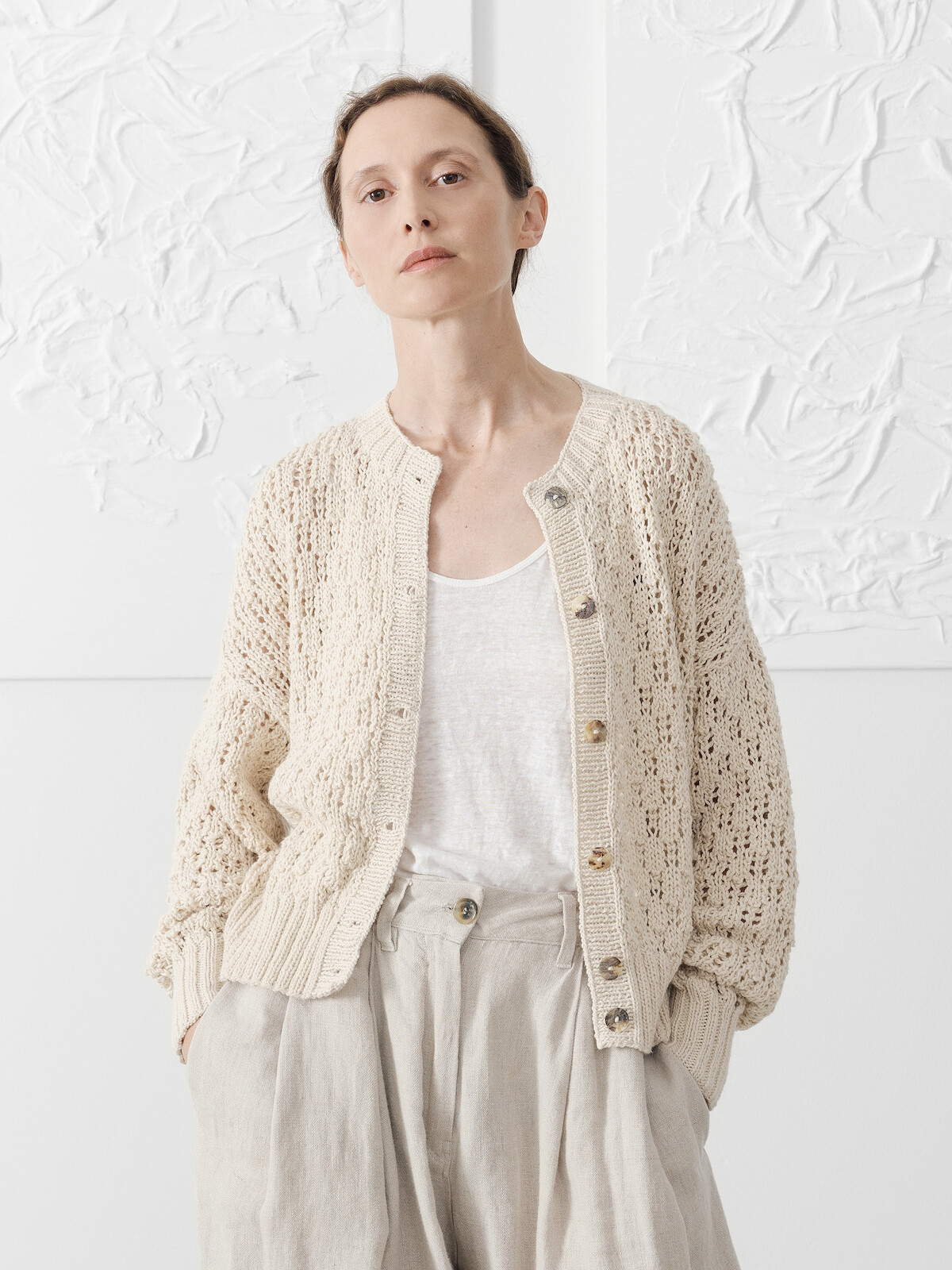 Open knit cardigan Image Open knit cardigan Image