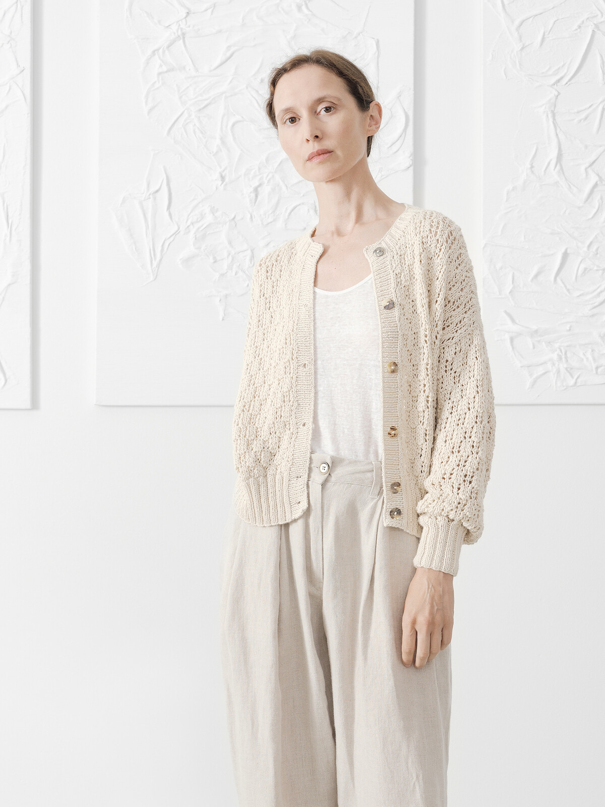 Open knit cardigan Image Open knit cardigan Image