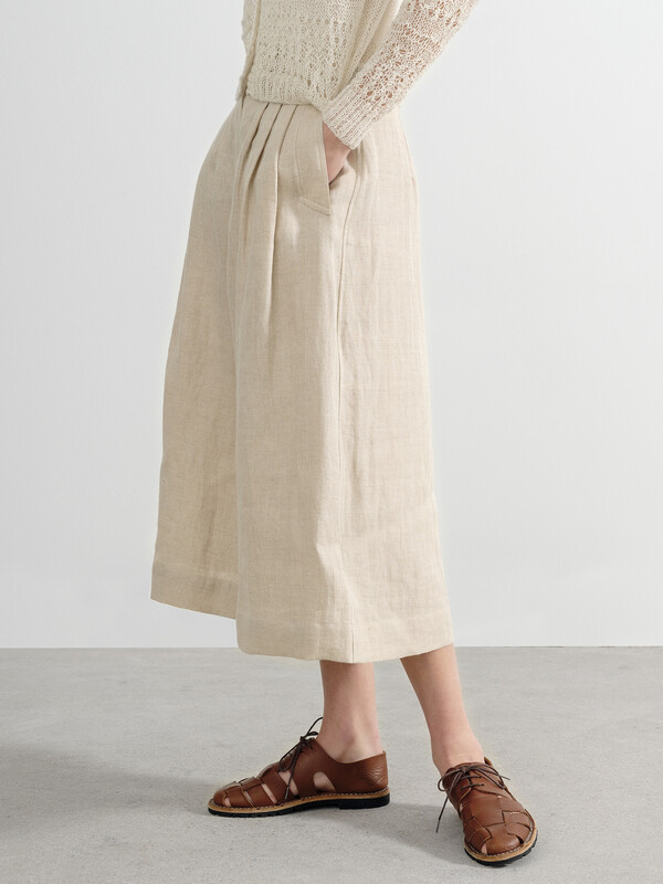 zara green pleated culottes