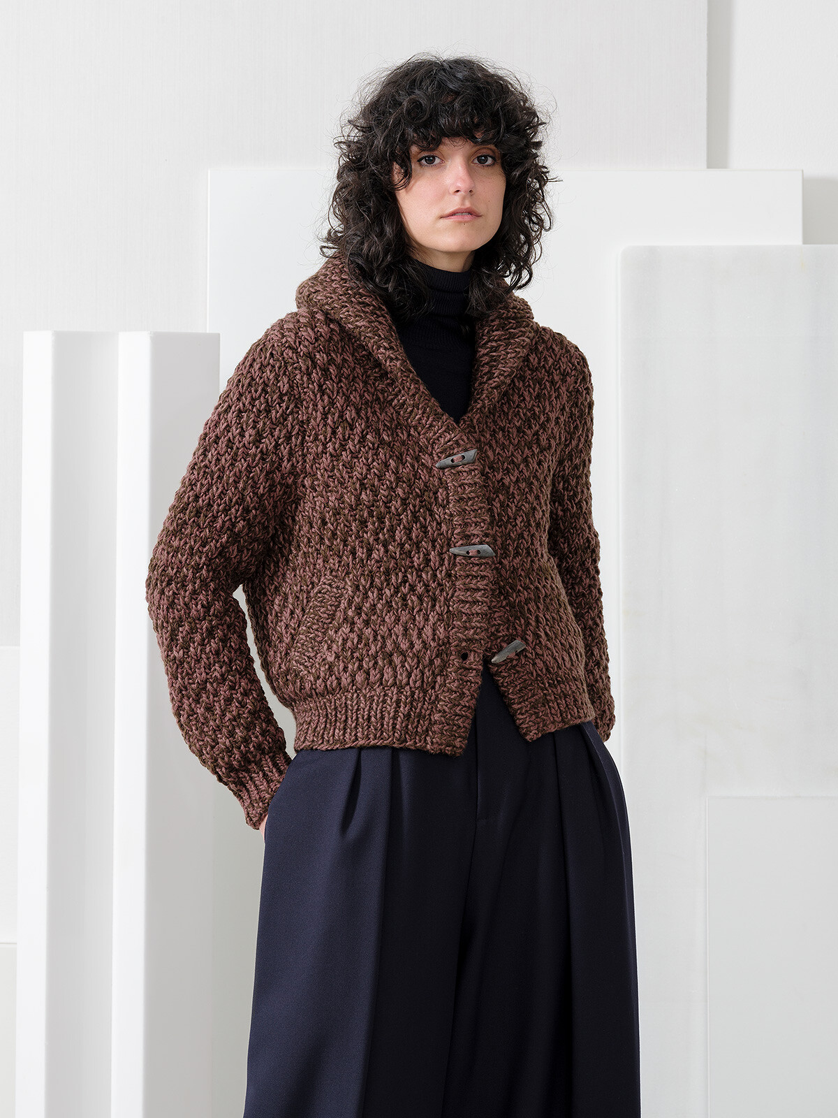 Shawl collar bomber cardigan Image