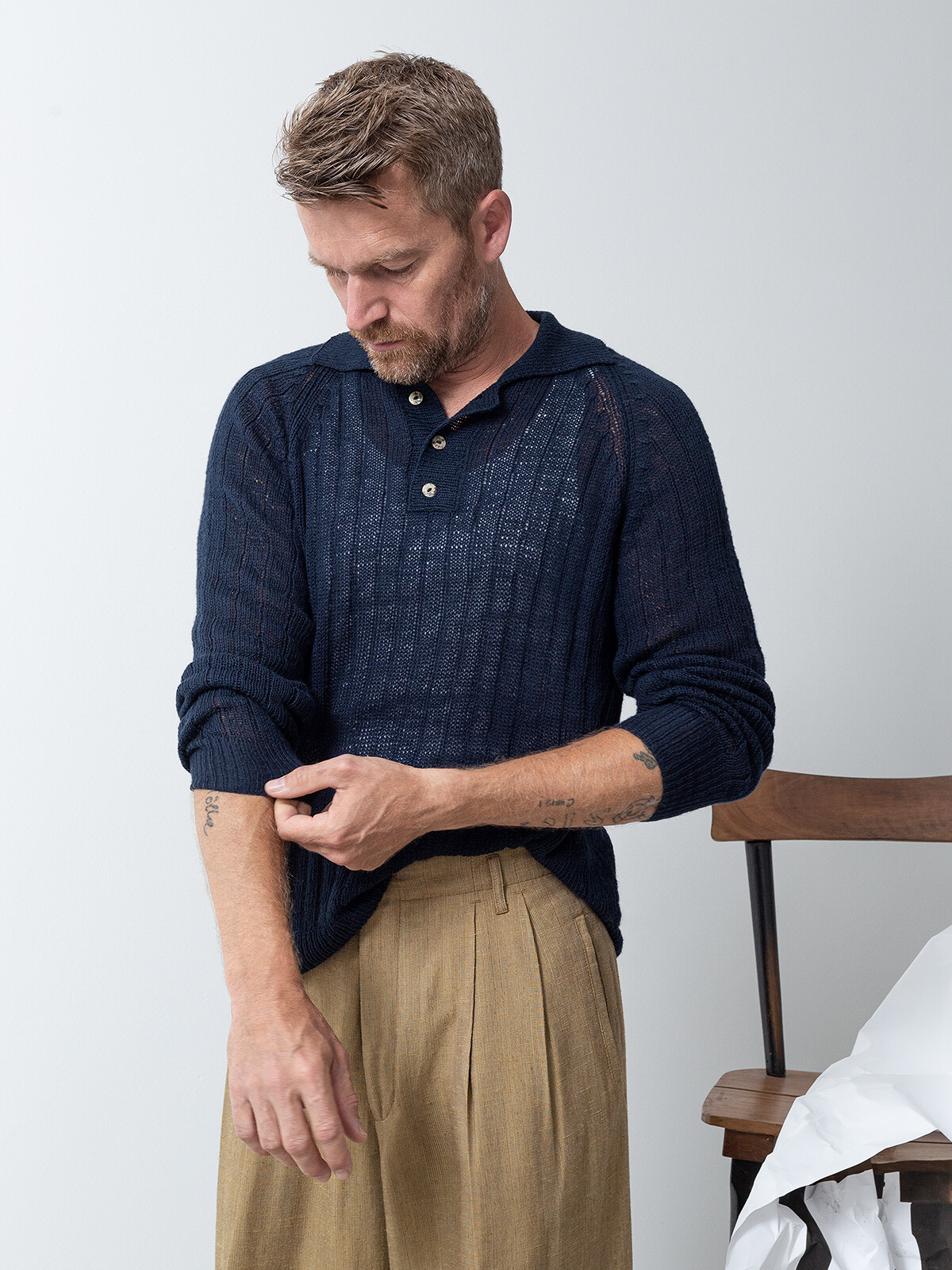 Raglan ribbed polo Image Raglan ribbed polo Image