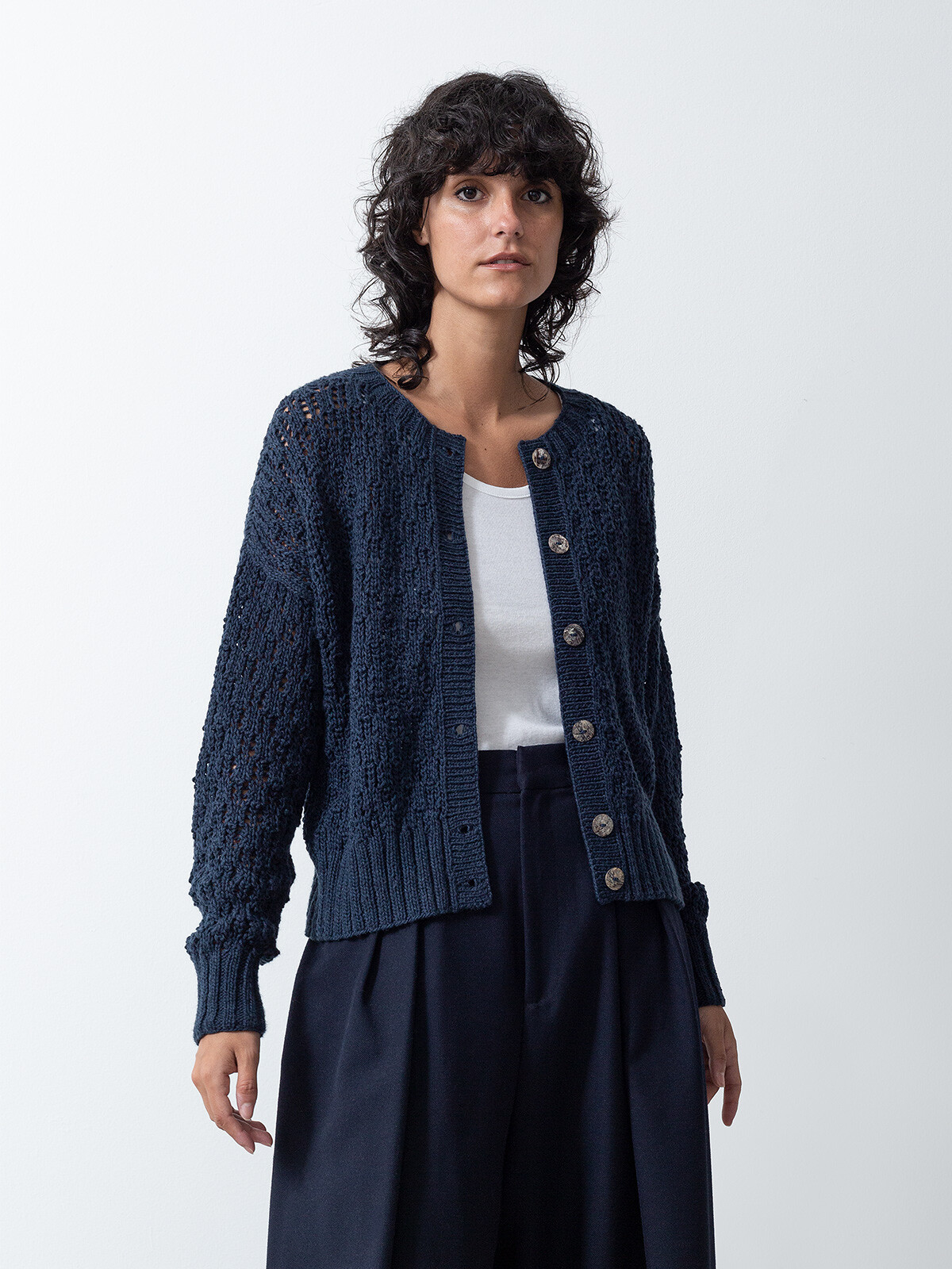 Open knit cardigan Image Open knit cardigan Image