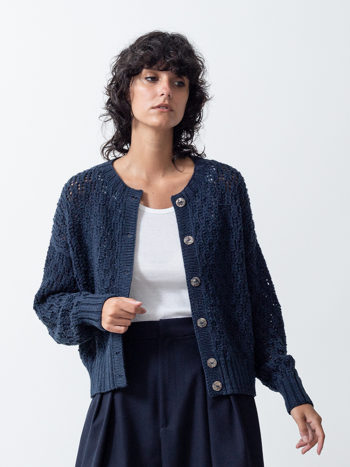 Open knit cardigan Image Open knit cardigan Image