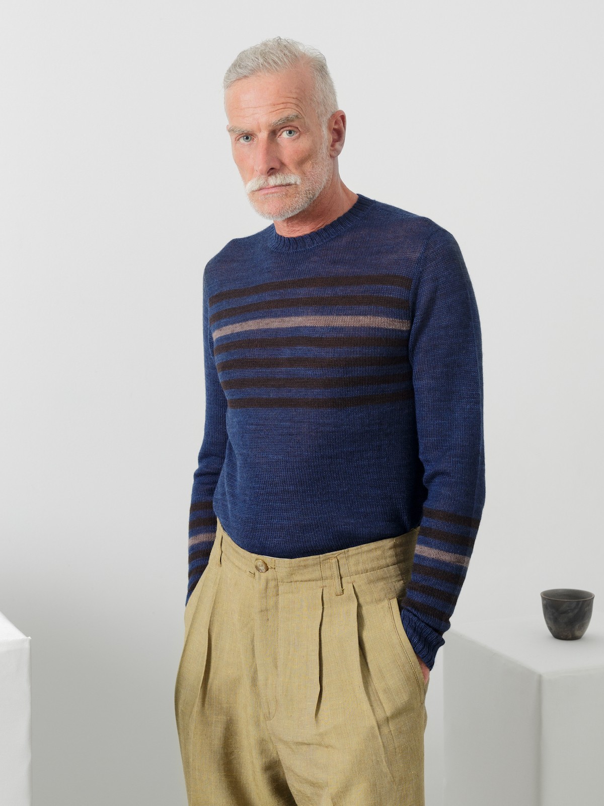 Striped crew-neck sweater Image