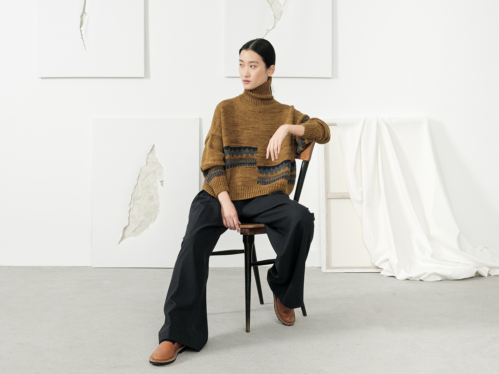Funnel jacquard sweater Image Funnel jacquard sweater Image