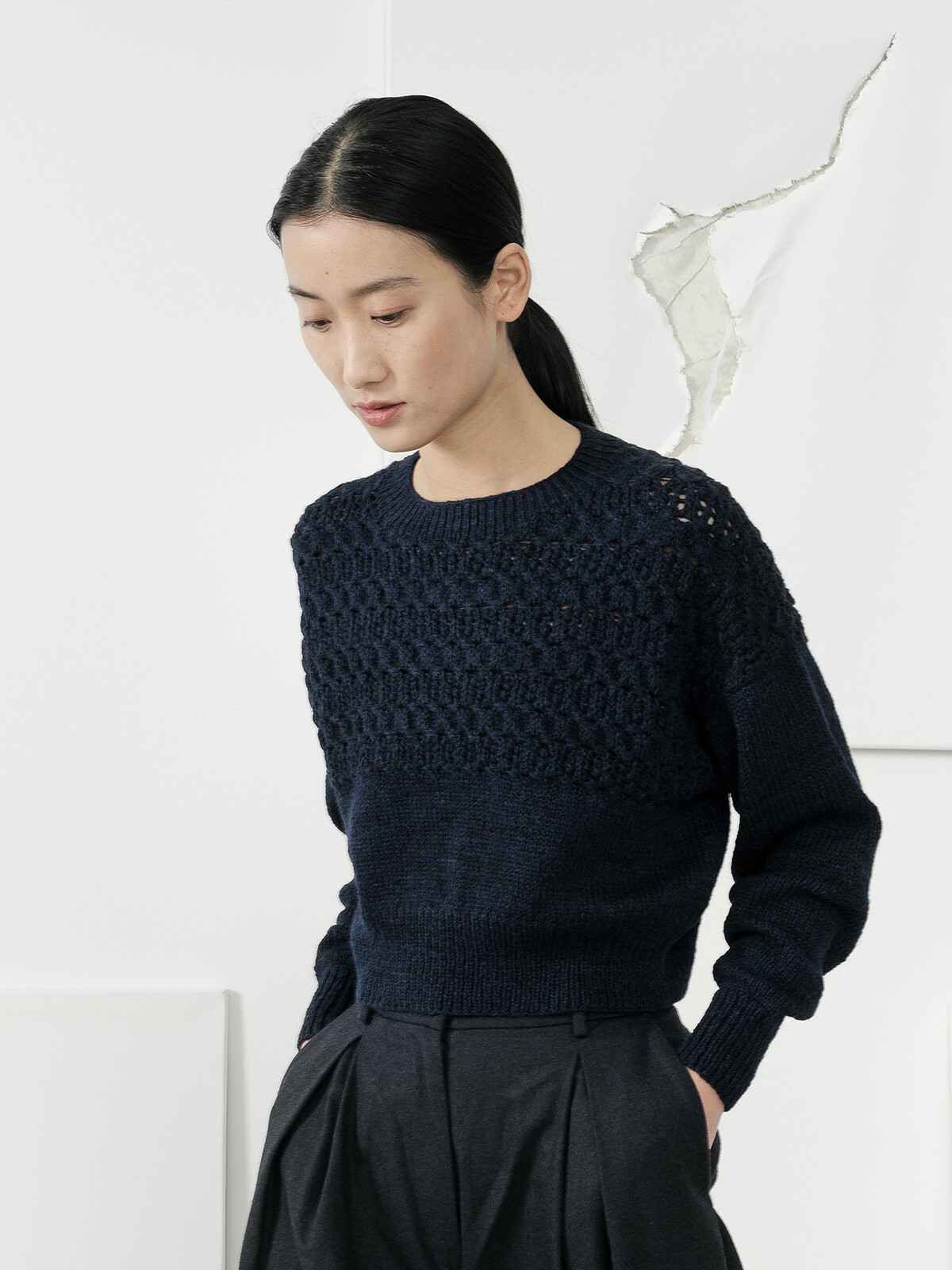 Lacy yoke sweater Image Lacy yoke sweater Image