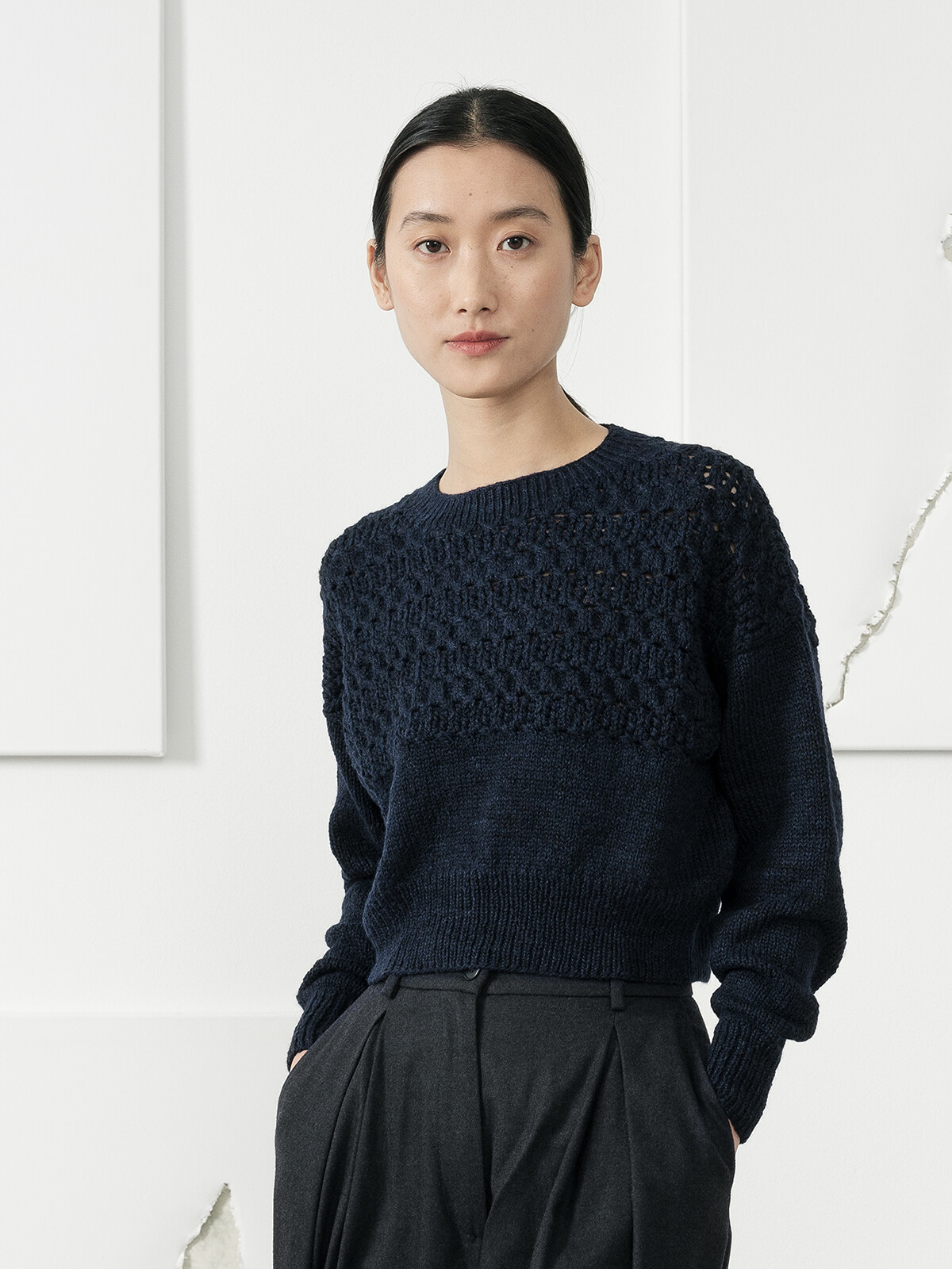 Lacy yoke sweater Image Lacy yoke sweater Image