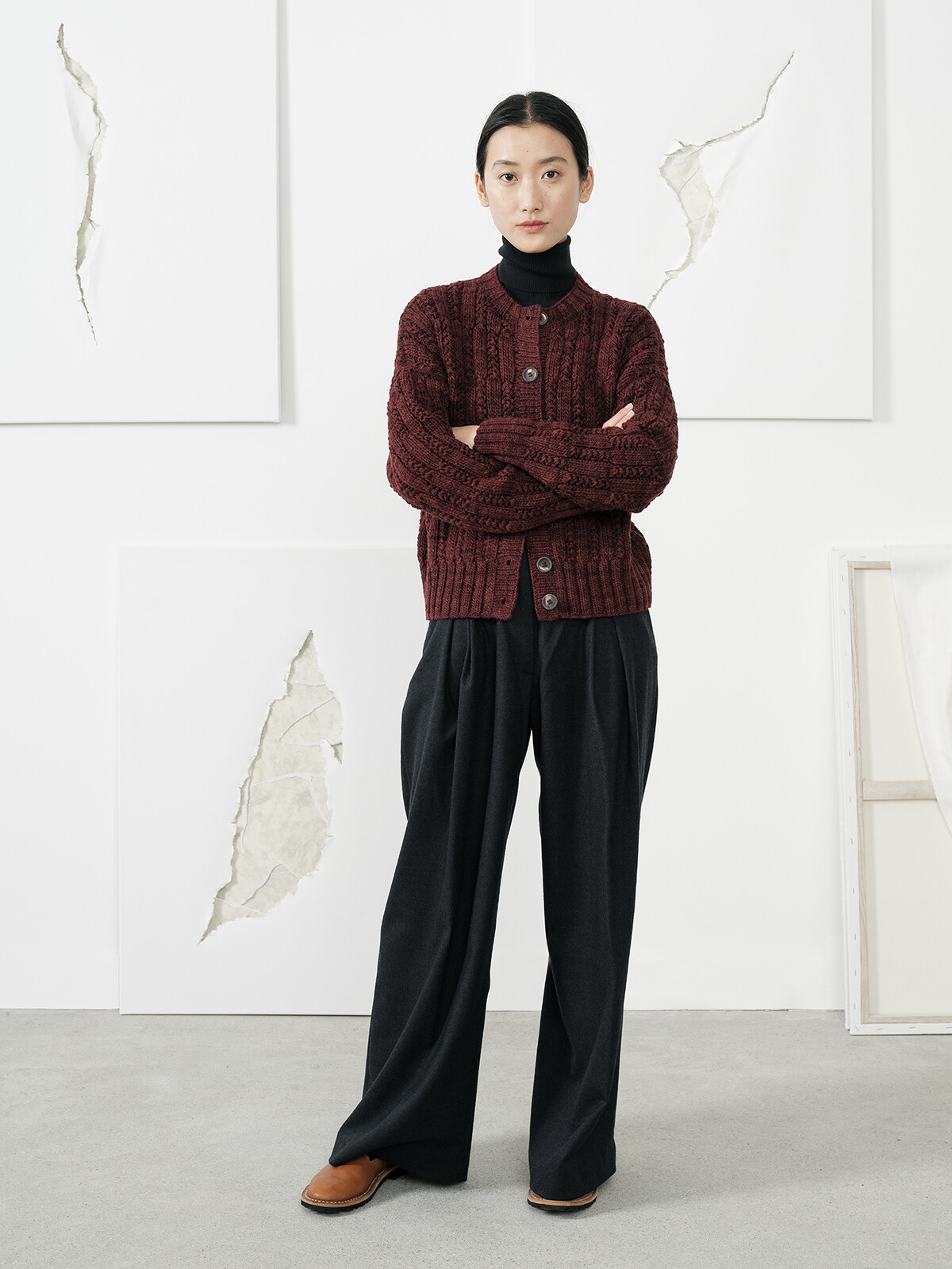 Braided pattern cardigan Image Braided pattern cardigan Image