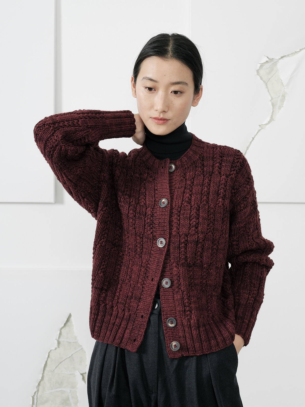Braided pattern cardigan Image Braided pattern cardigan Image