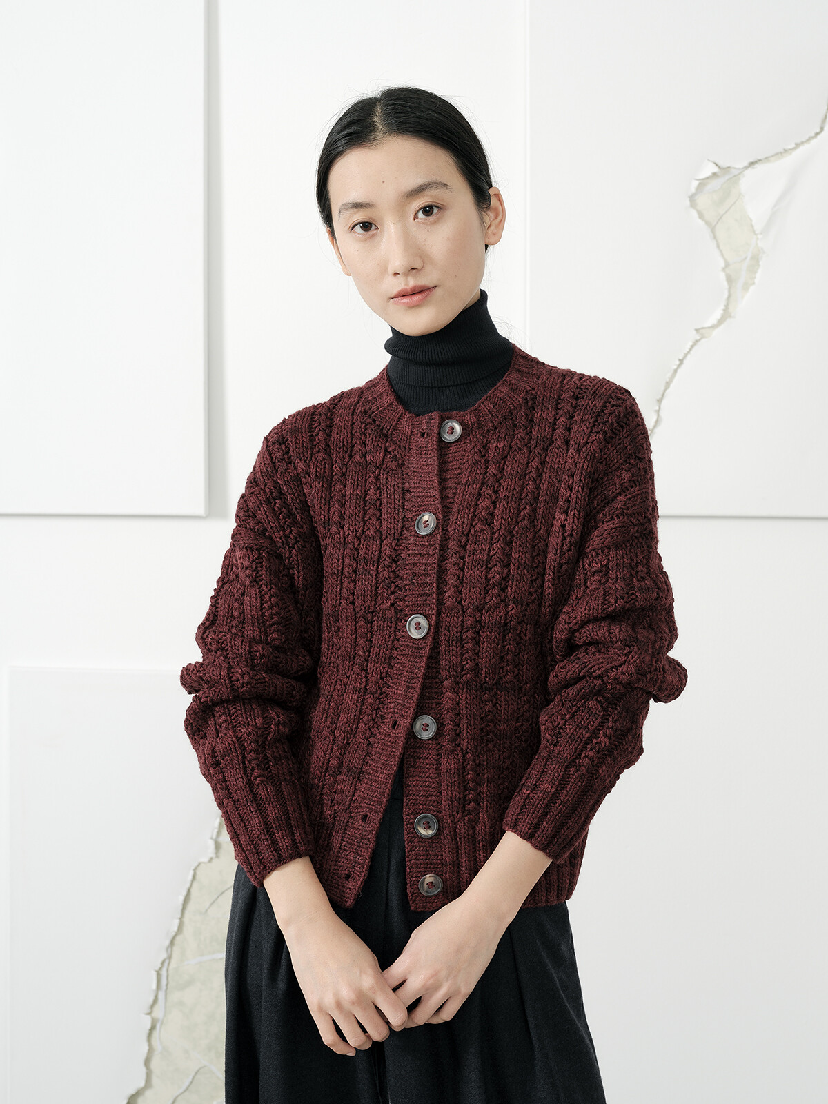 Braided pattern cardigan Image Braided pattern cardigan Image