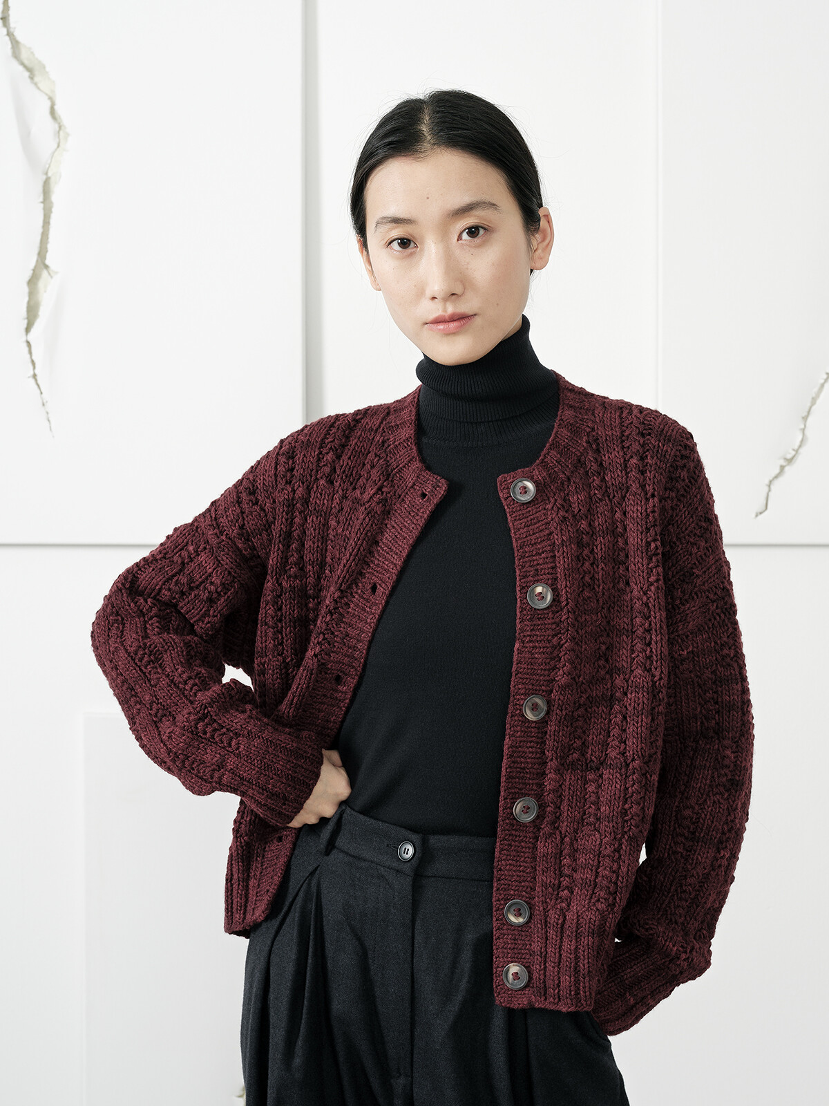 Braided pattern cardigan Image Braided pattern cardigan Image