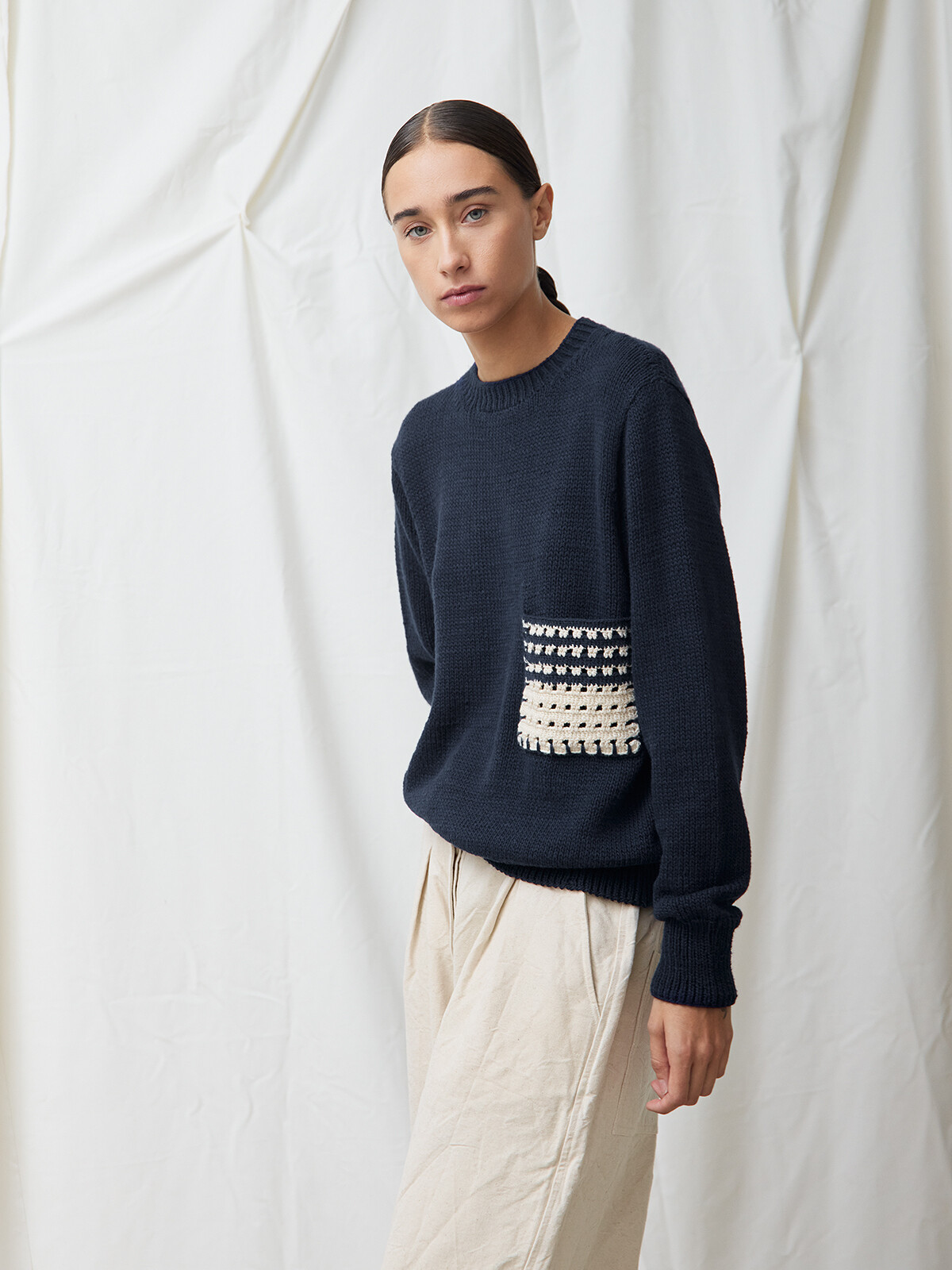 Pocket crochet sweater Image Pocket crochet sweater Image