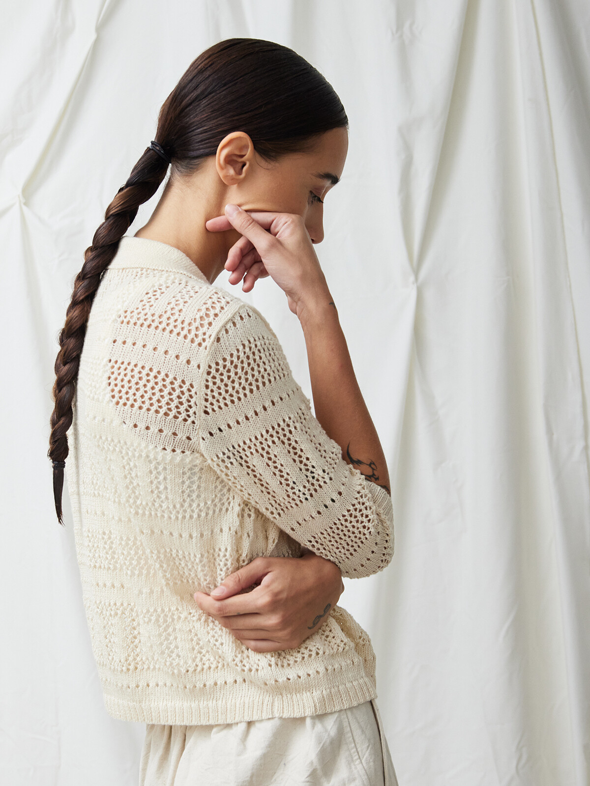 Lacy collar cardigan Image Lacy collar cardigan Image