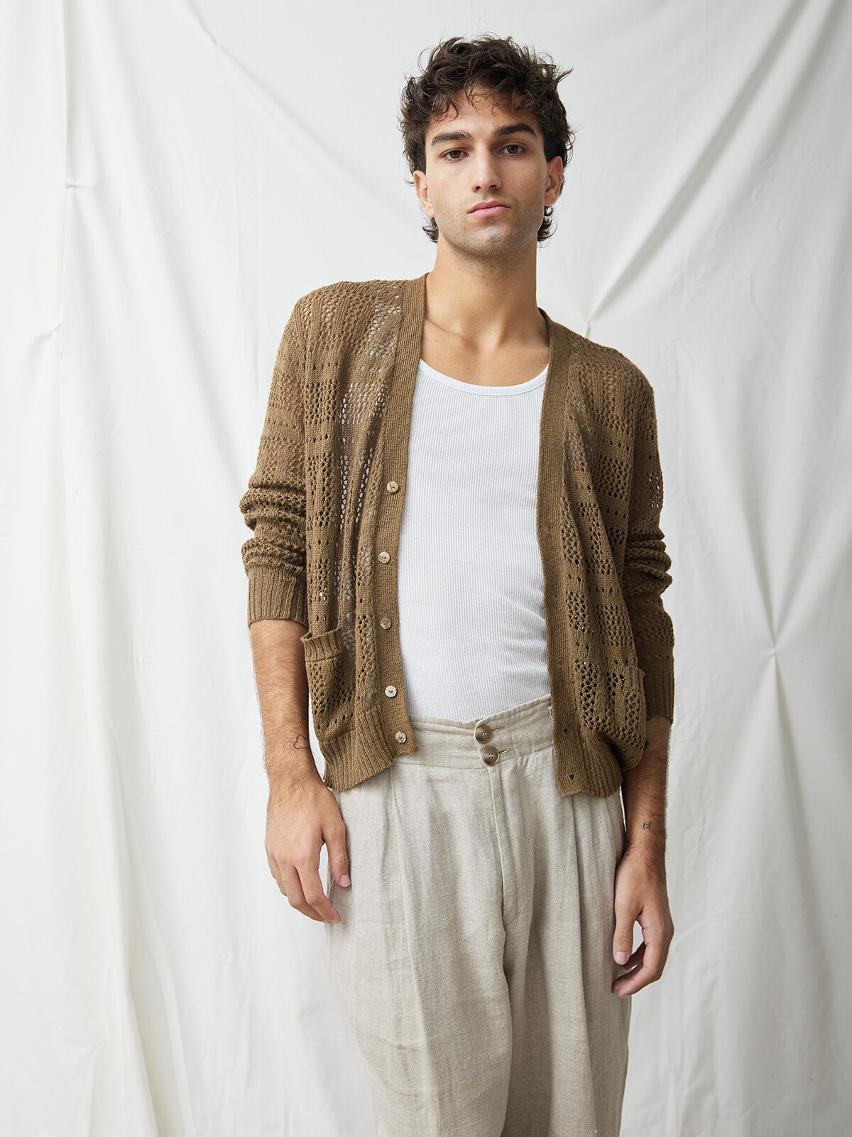 Lace linen cardigan Image Lace linen cardigan Image