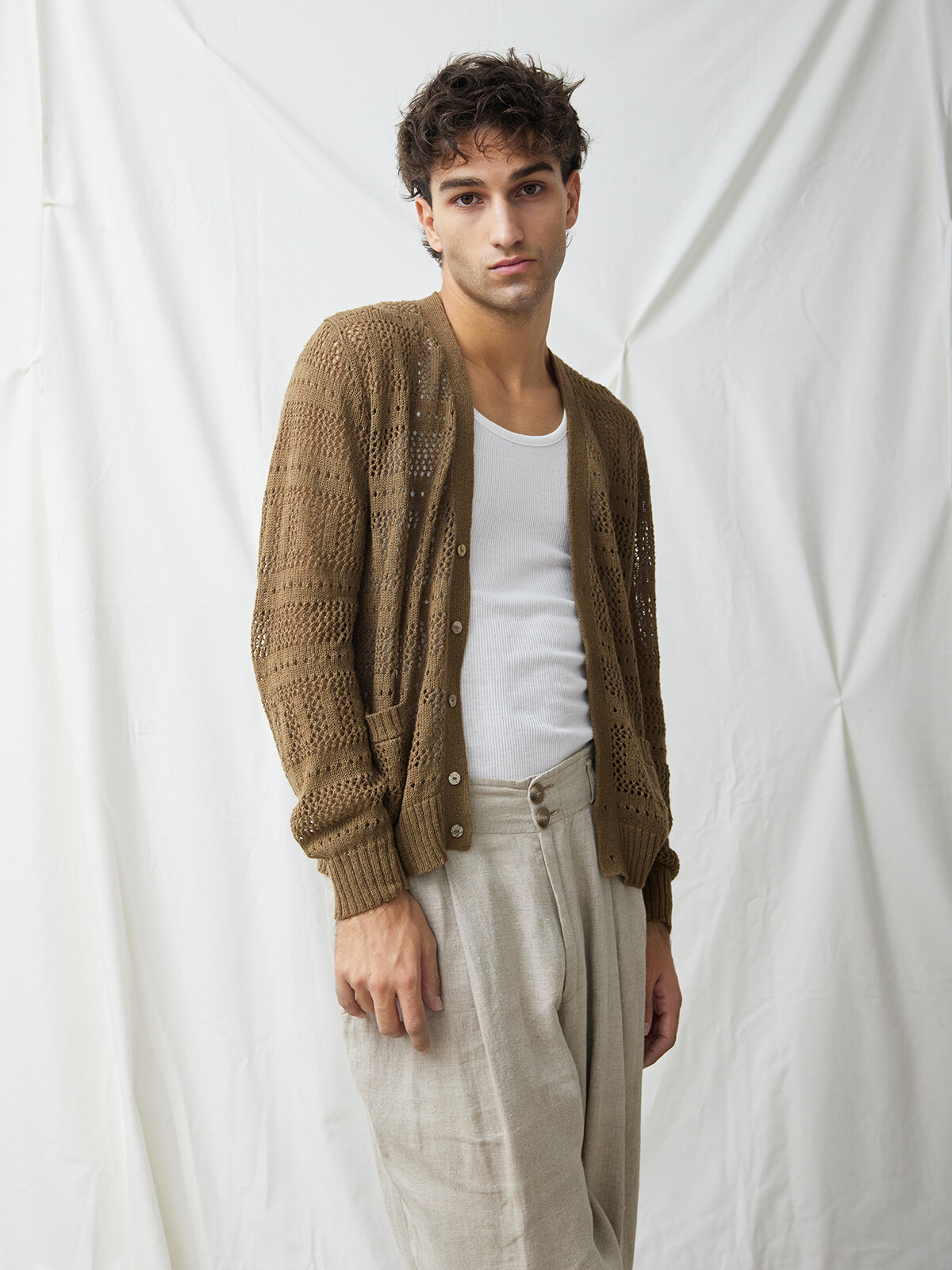 Lace linen cardigan Image Lace linen cardigan Image