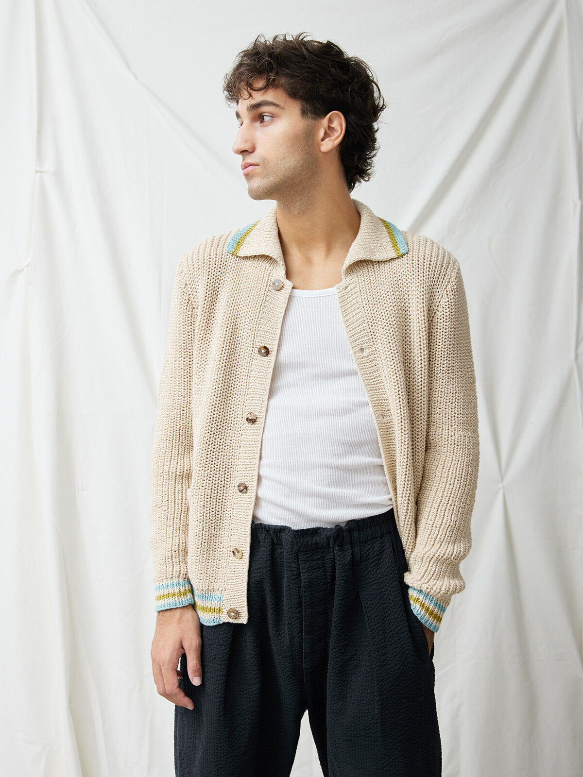 Collar fisherman cardigan Image Collar fisherman cardigan Image