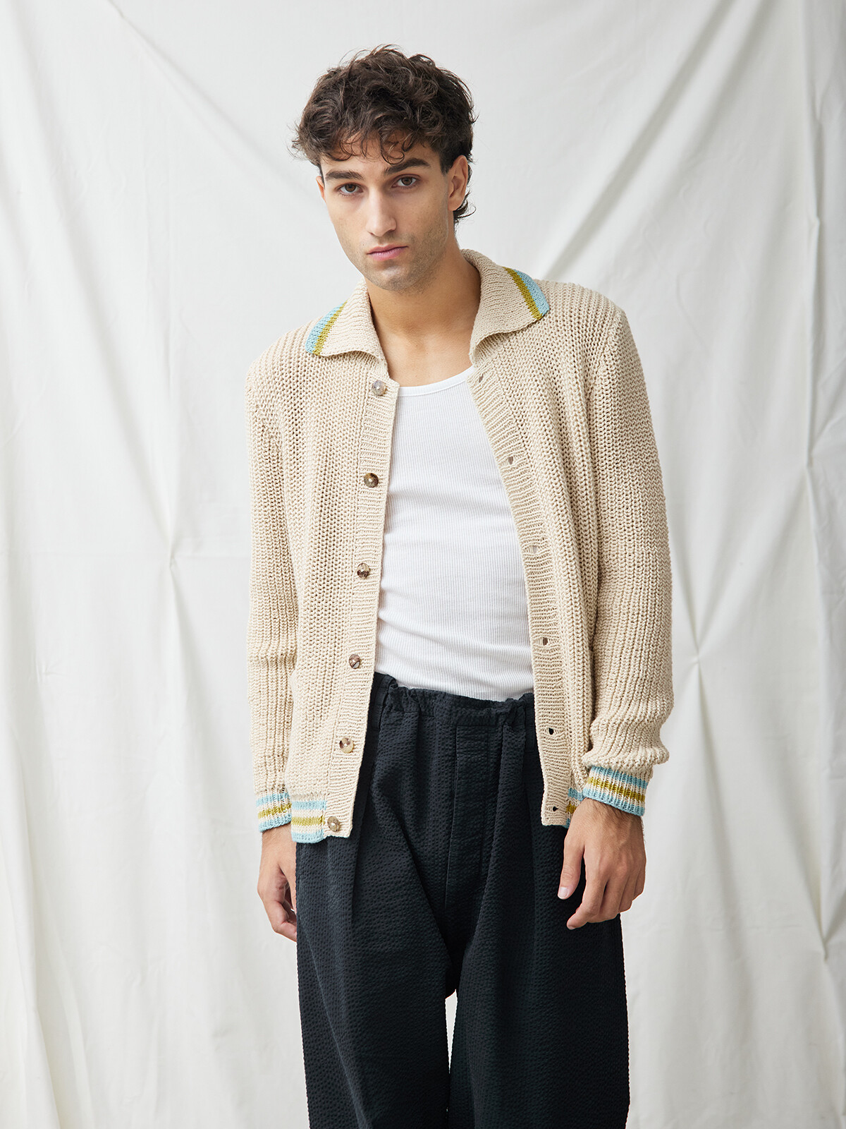 Collar fisherman cardigan Image Collar fisherman cardigan Image