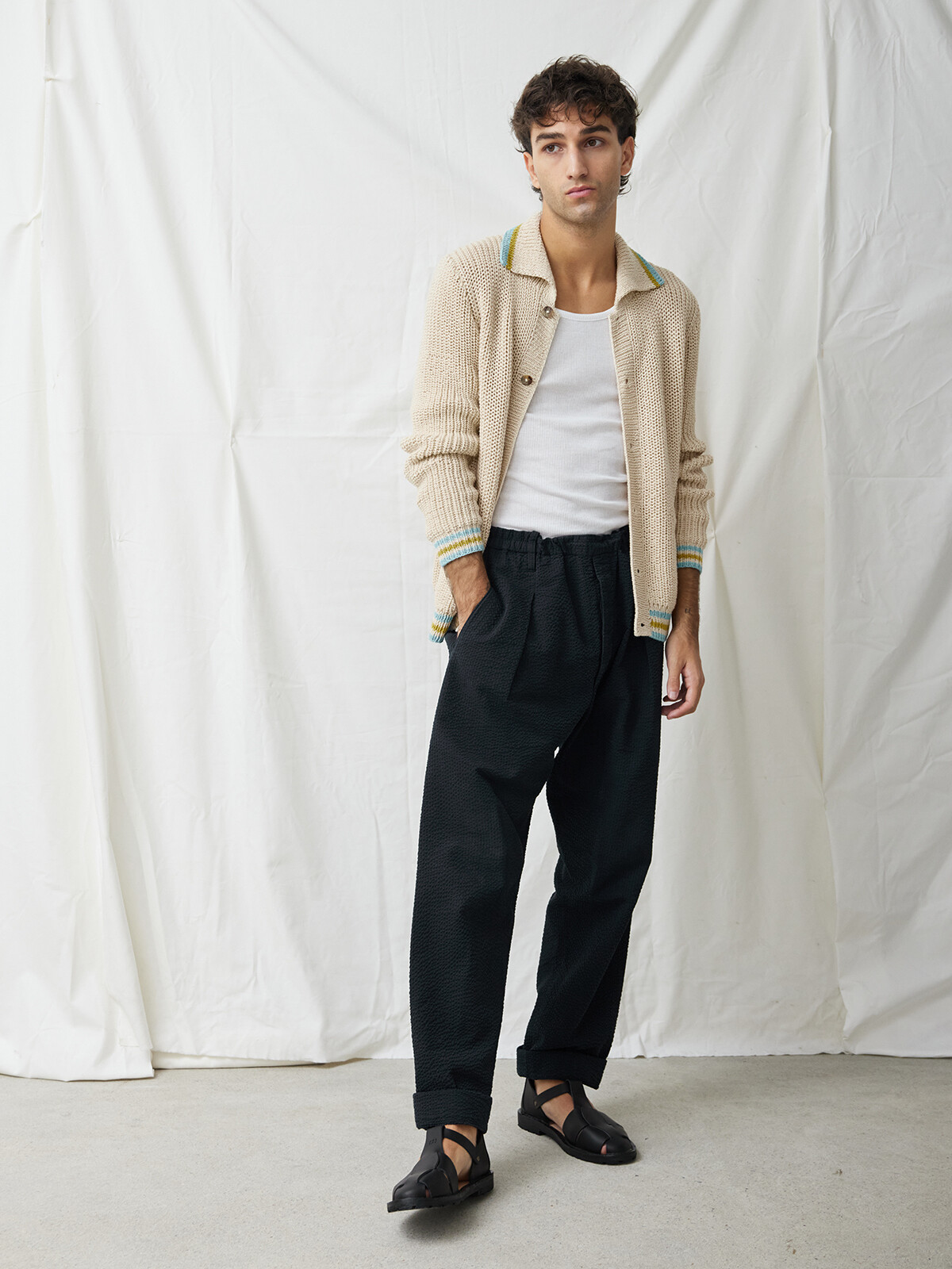 Collar fisherman cardigan Image Collar fisherman cardigan Image