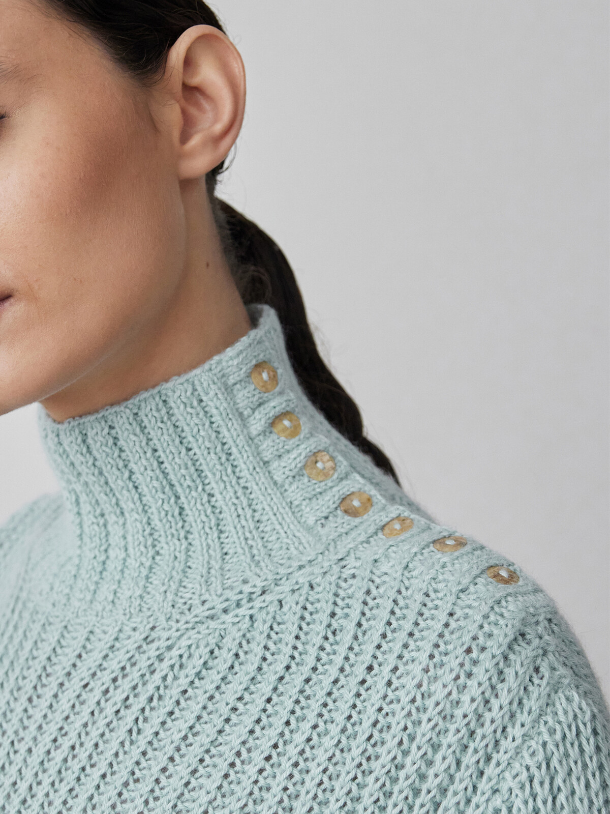 Funnel buttoned sweater Image
