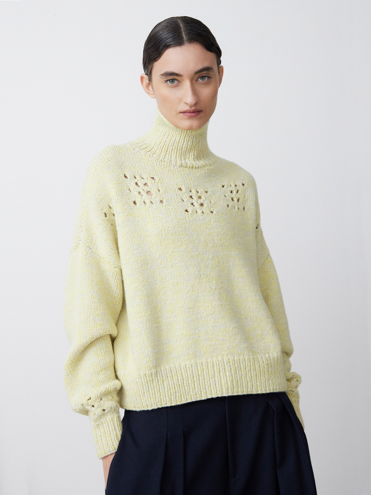 Funnel lacy square sweaters Image