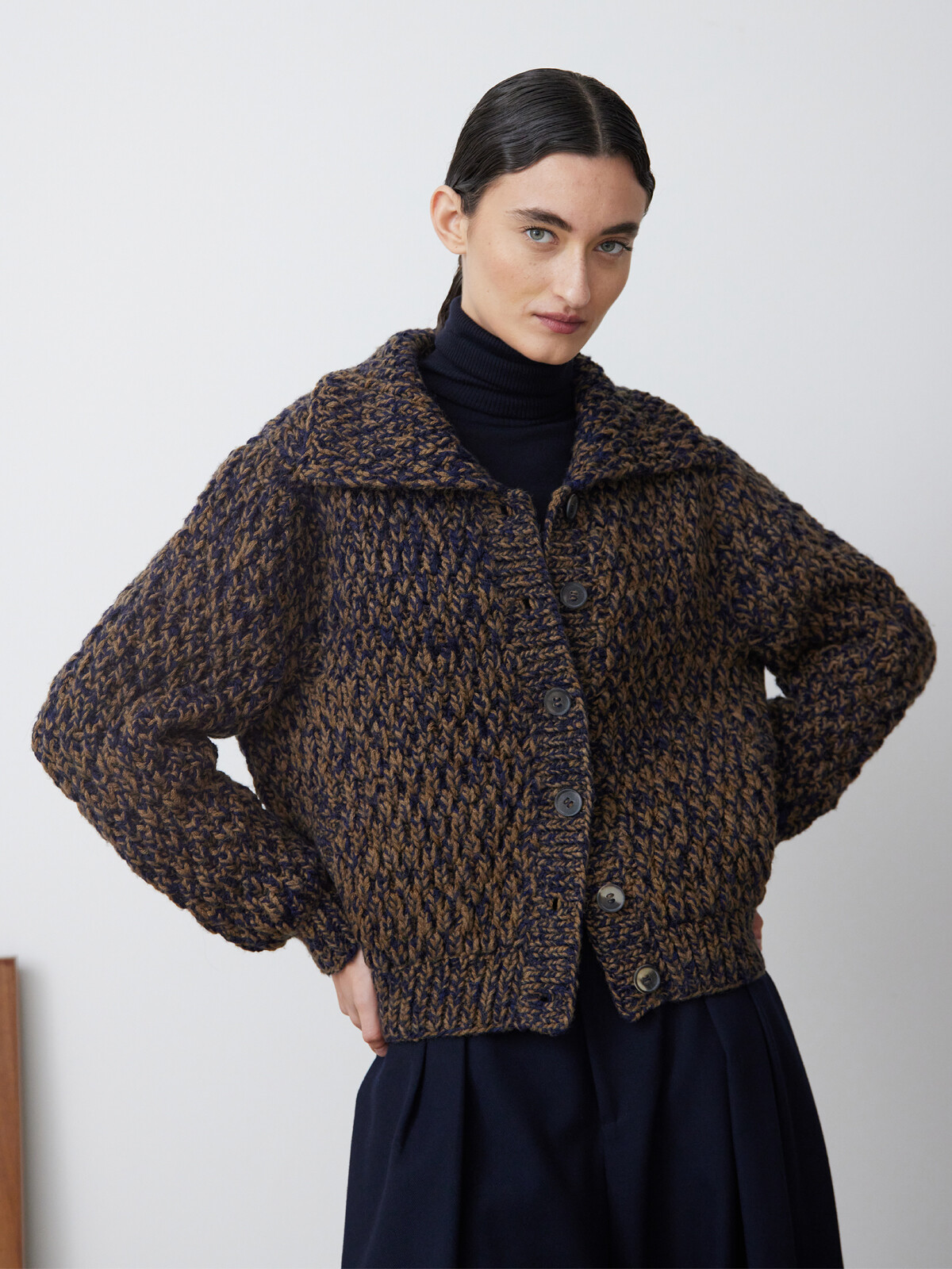 Collar fisherman cardigan Image