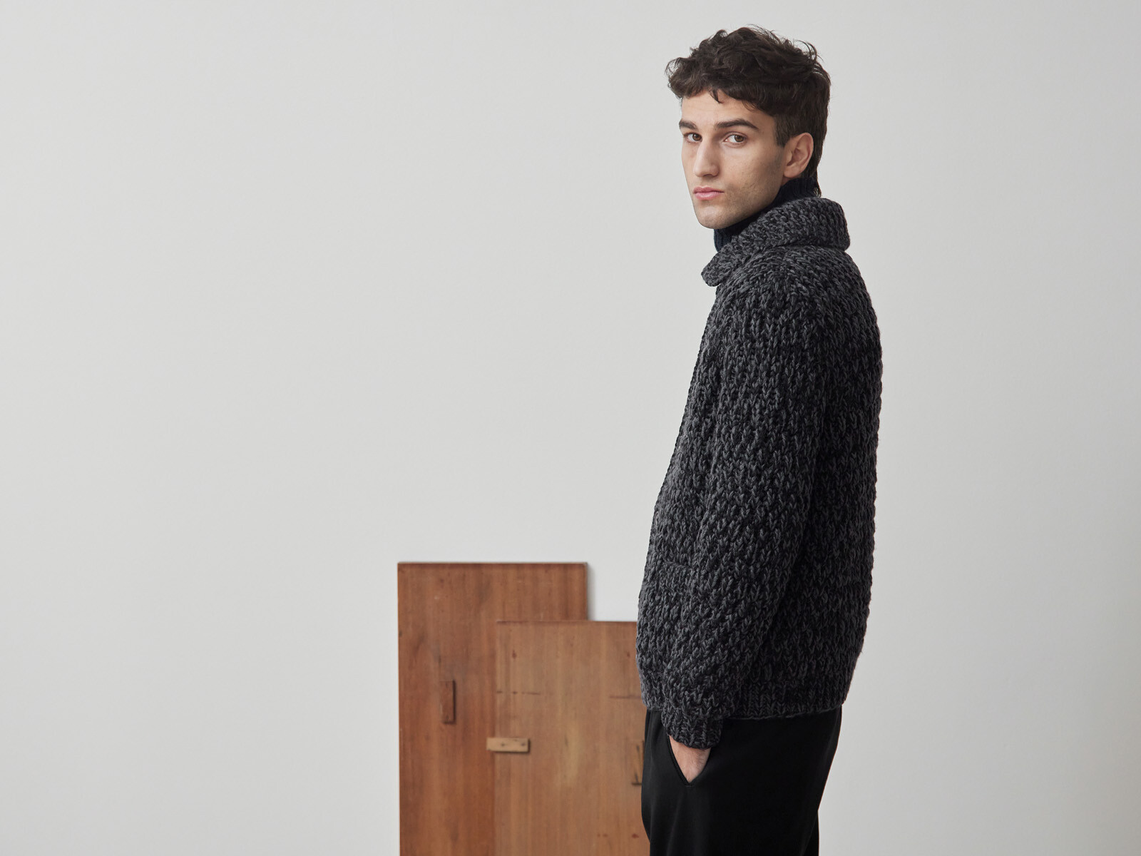 Collar fisherman cardigan Image