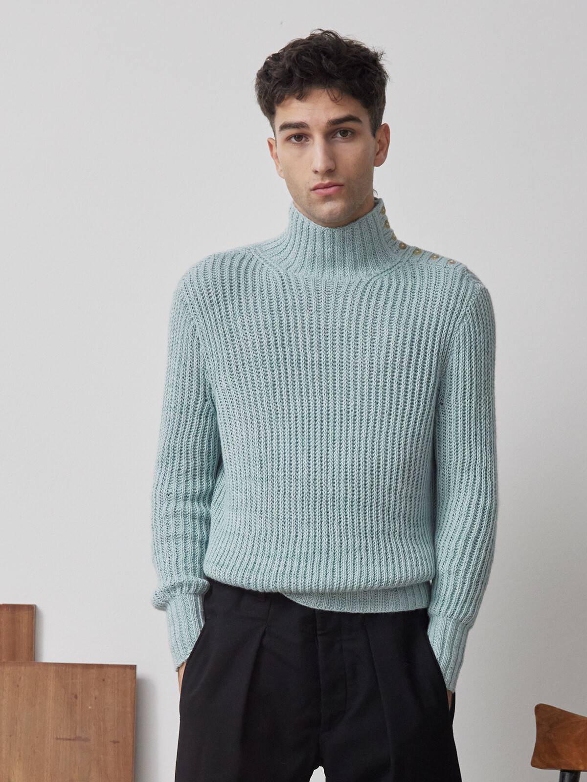 Funnel buttoned sweater Image