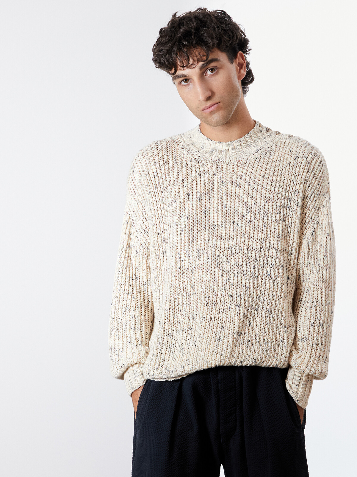 Buttoned fisherman sweater