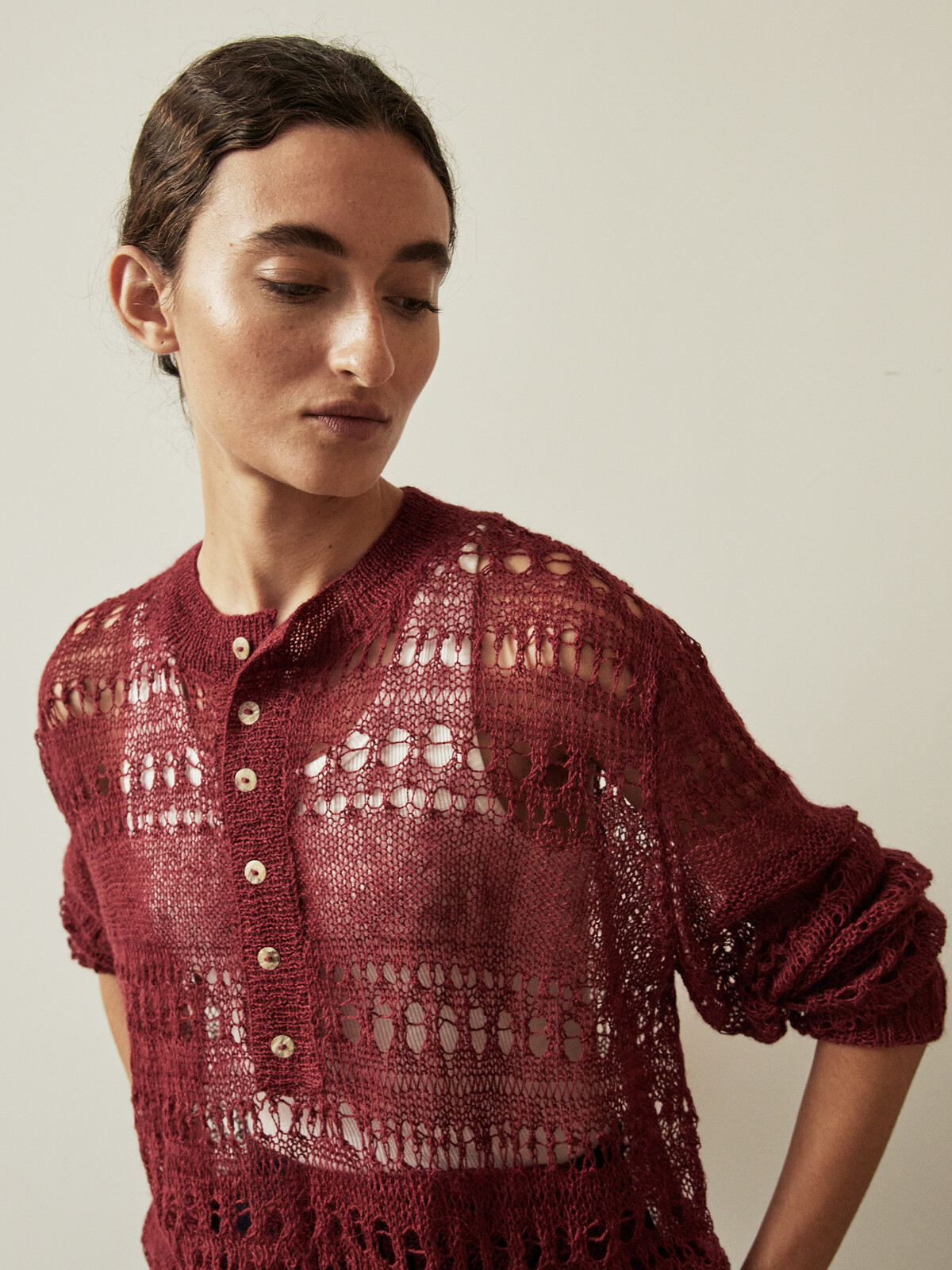 Lacy henley sweater Image