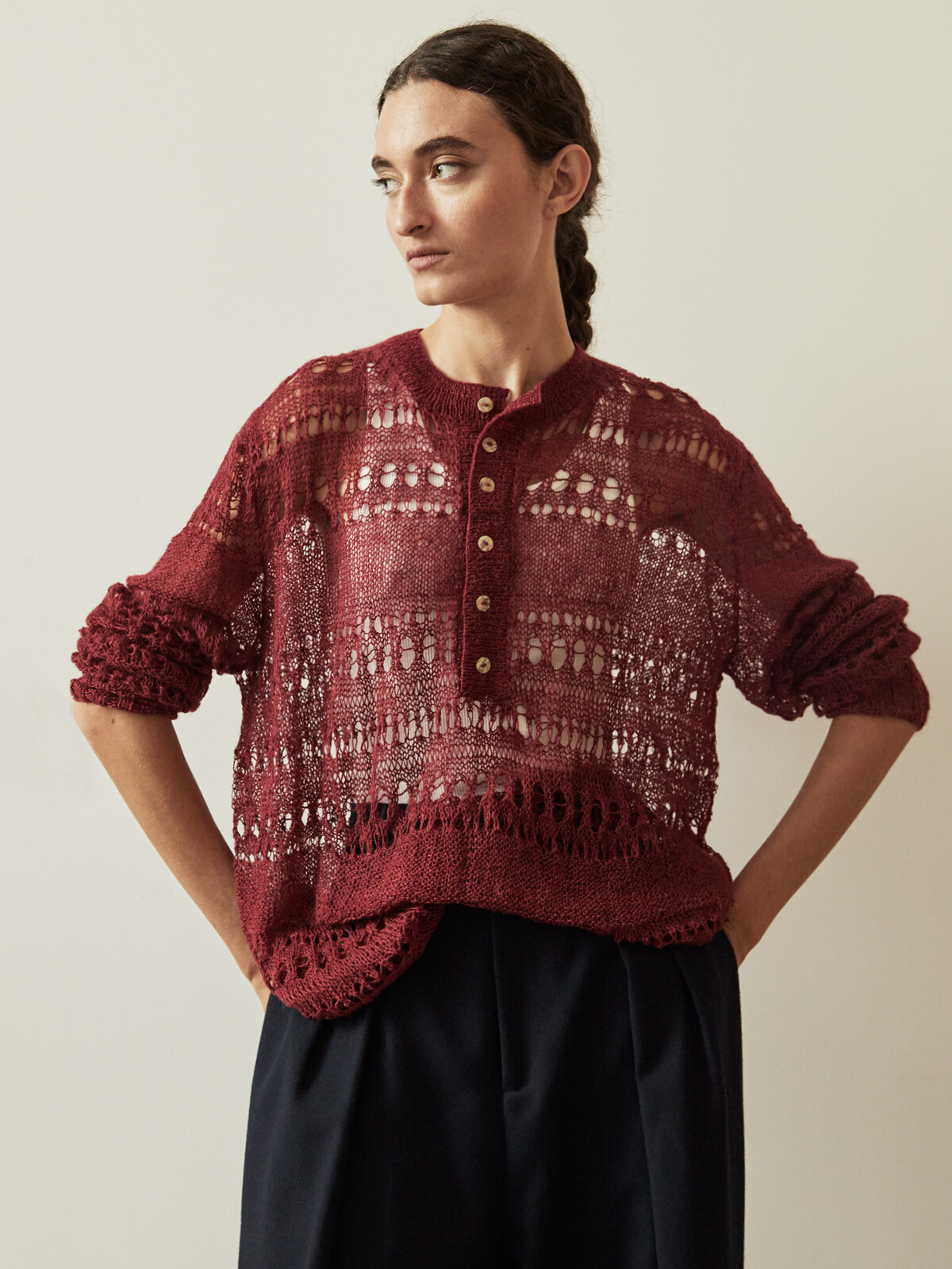 Lacy henley sweater Image