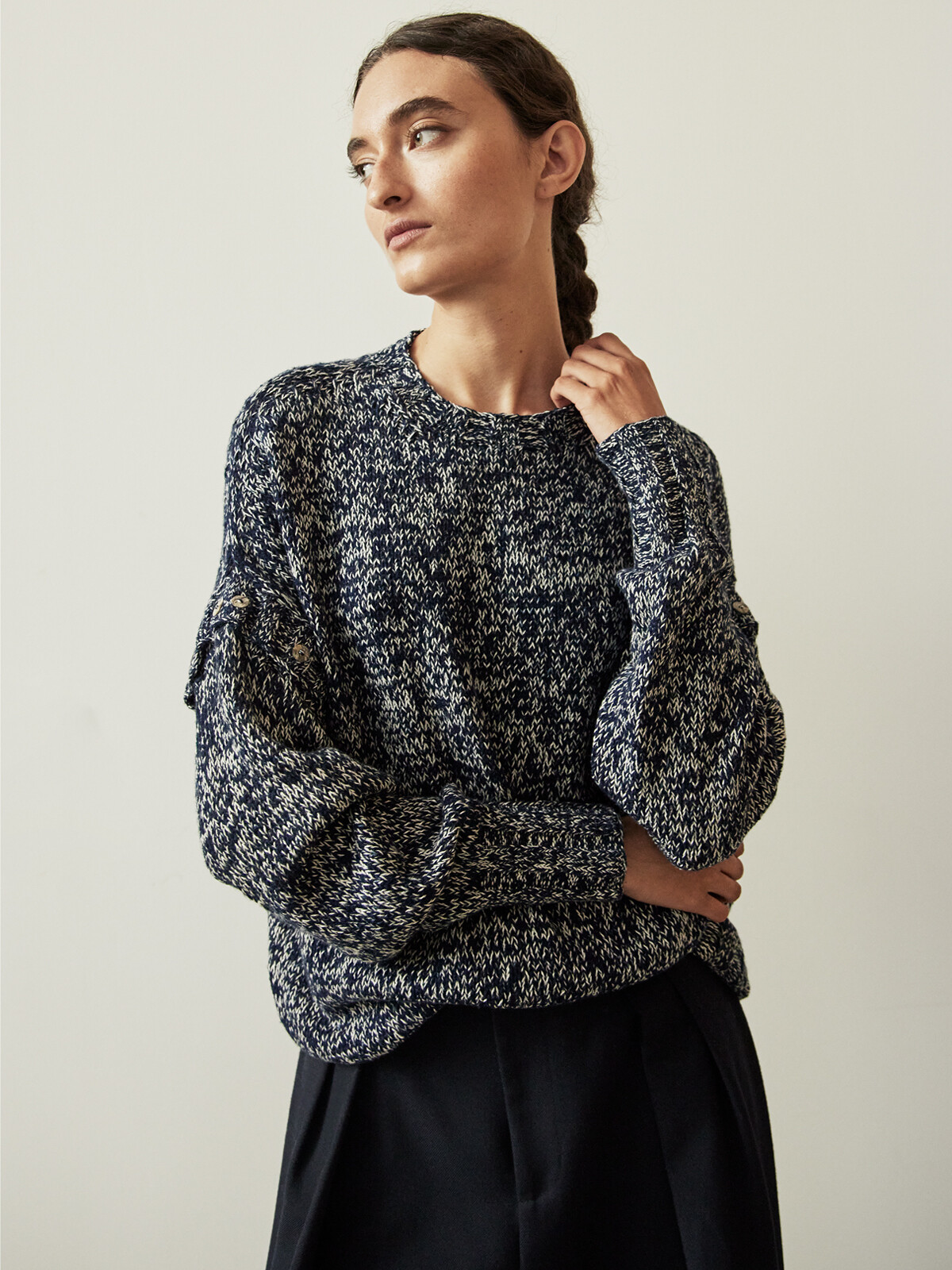 Buttoned sleeve sweater Image