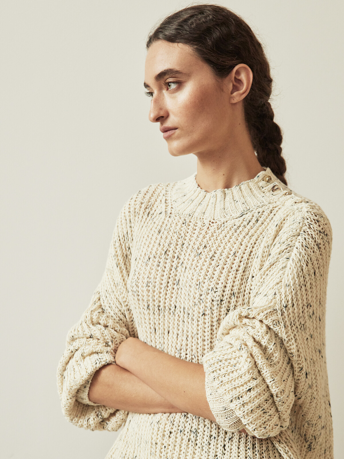 Buttoned fisherman sweater