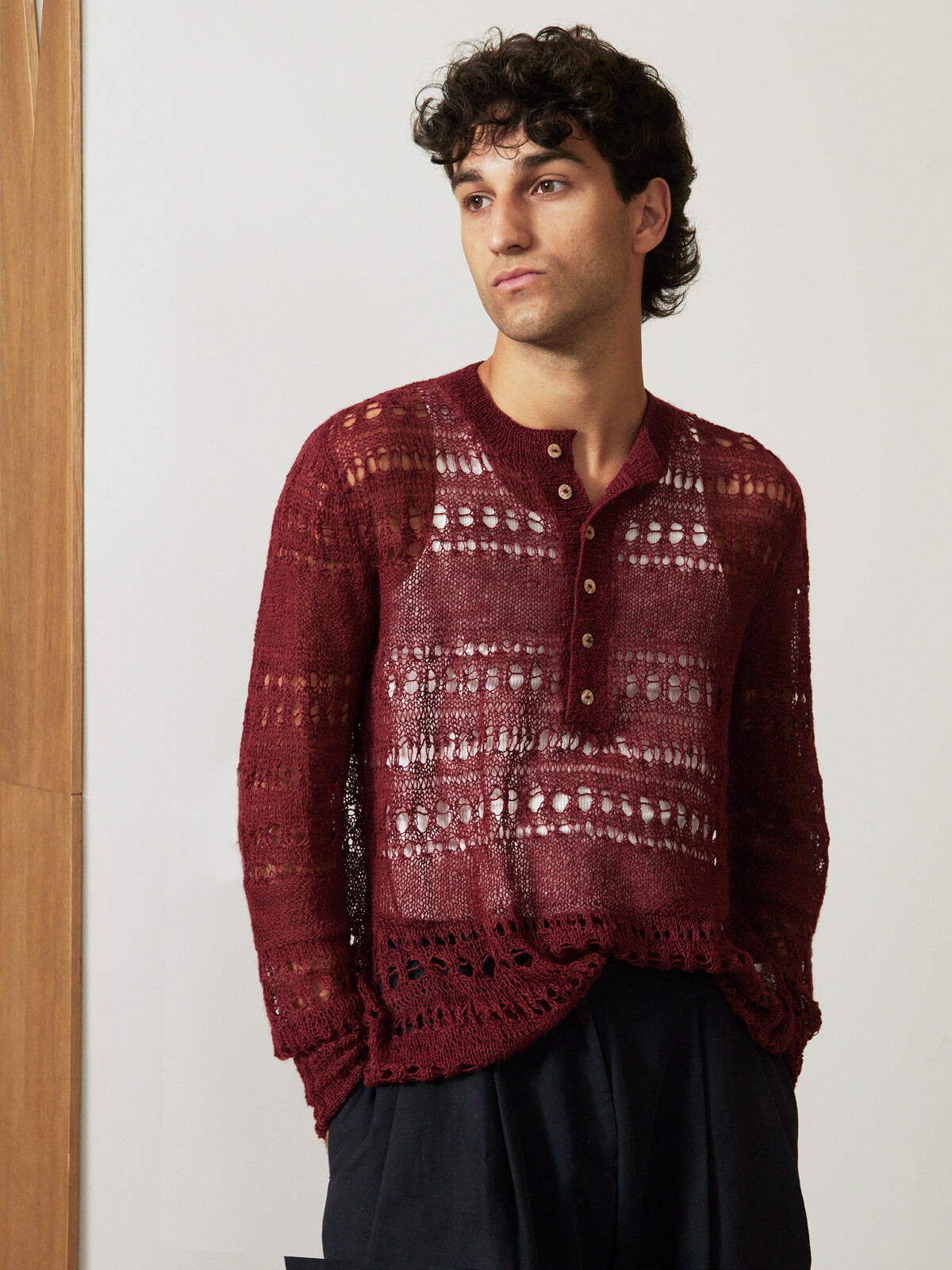 Lacy henley sweater Image