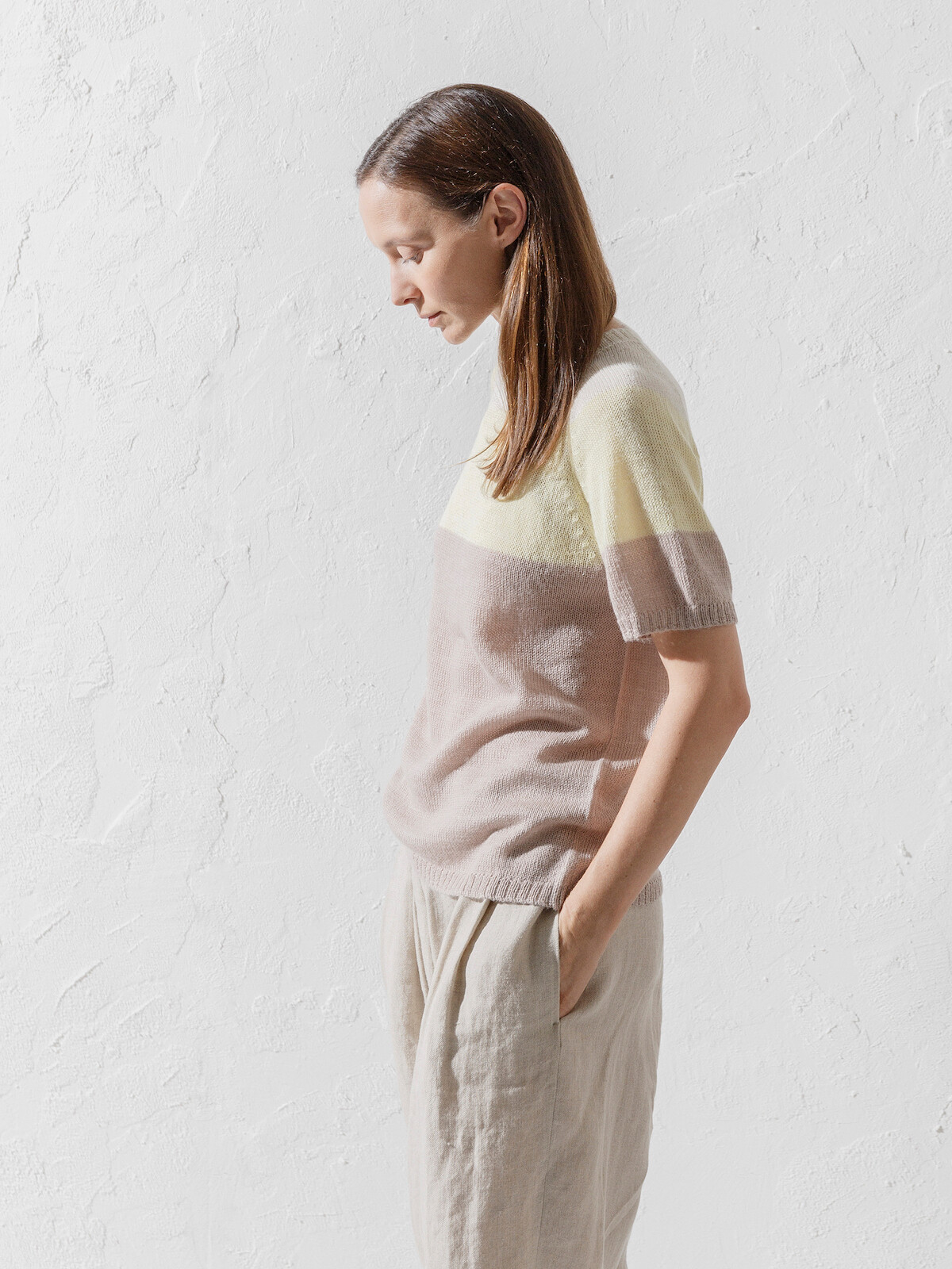 Block knit t-shirt Image