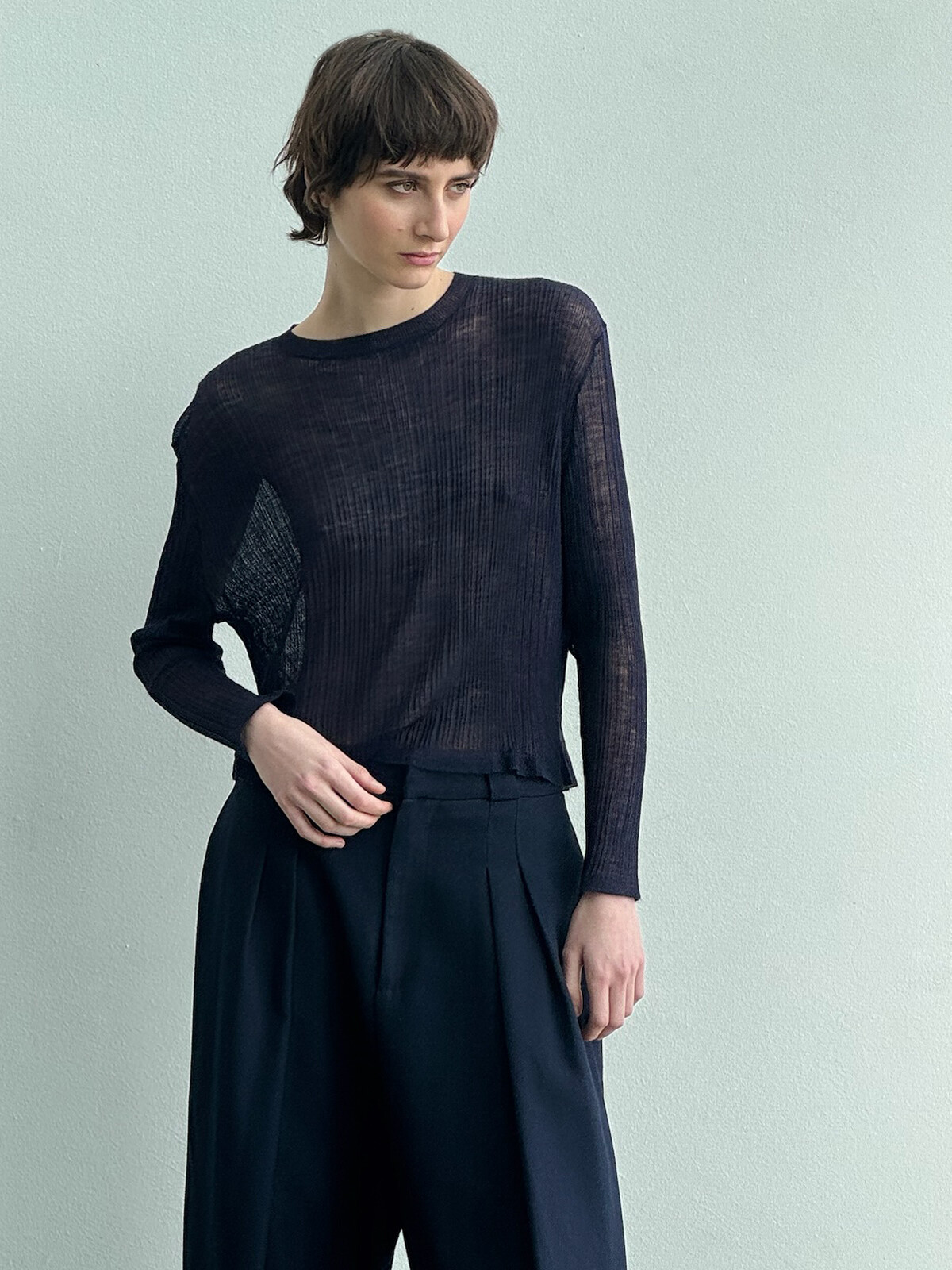 Ribbed crew-neck sweater Image