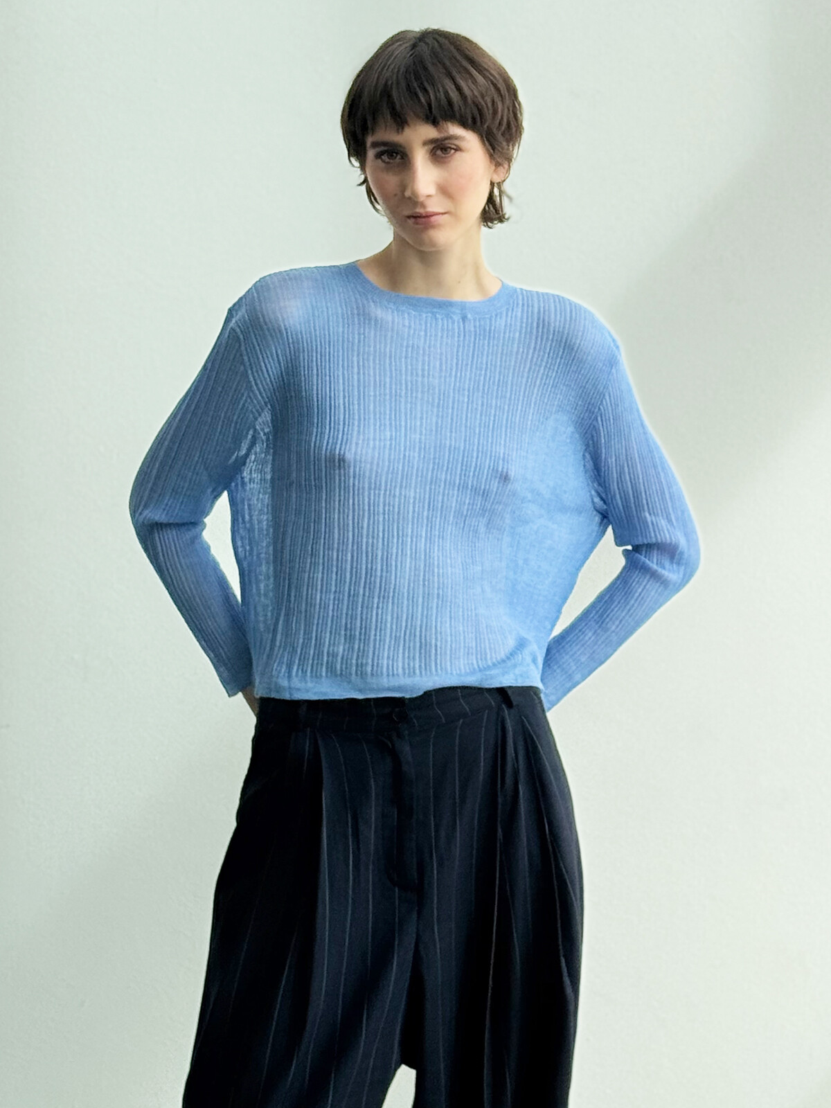 Ribbed crew-neck sweater Image
