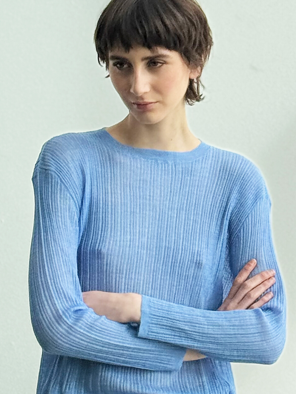 Ribbed crew-neck sweater Image