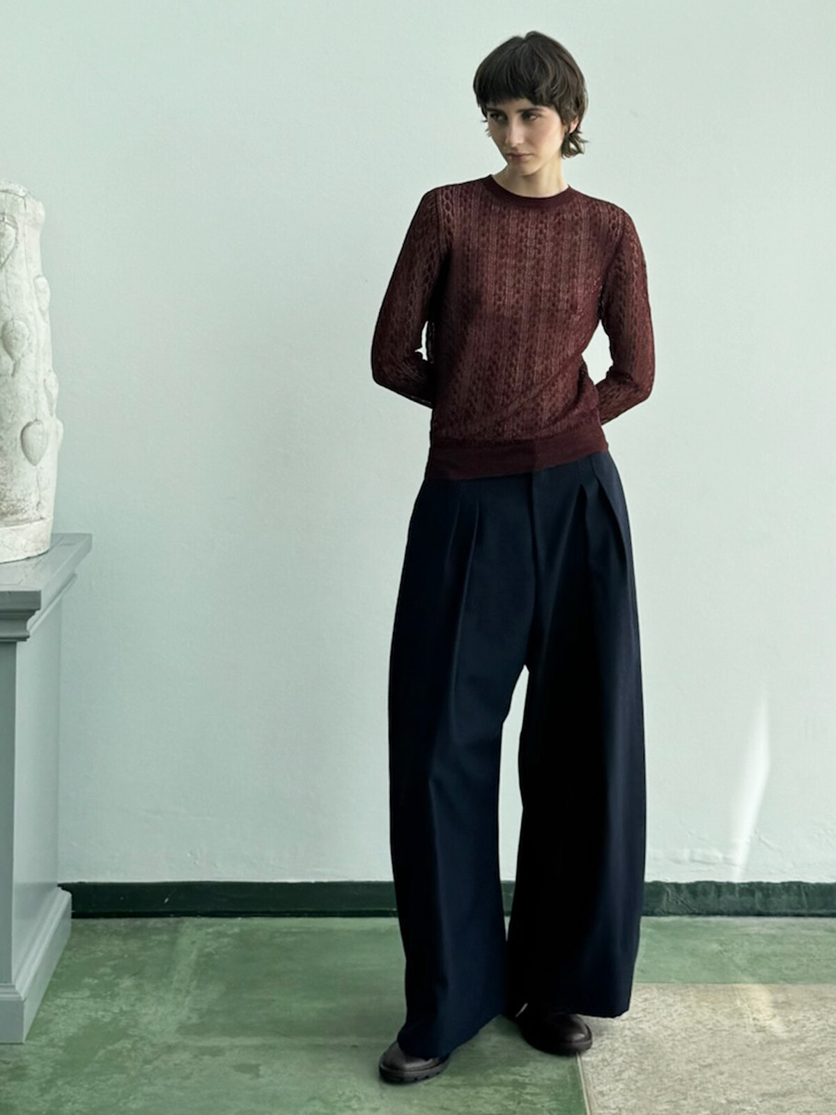 Crew-neck lacy sweater Image