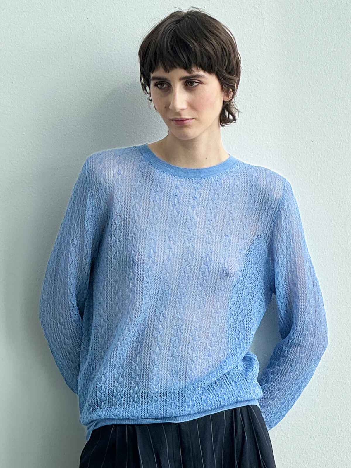 Crew-neck lacy sweater Image